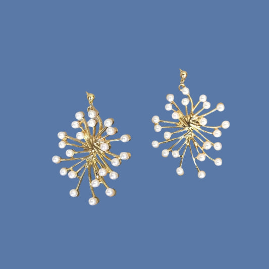 Large pearl flower earrings