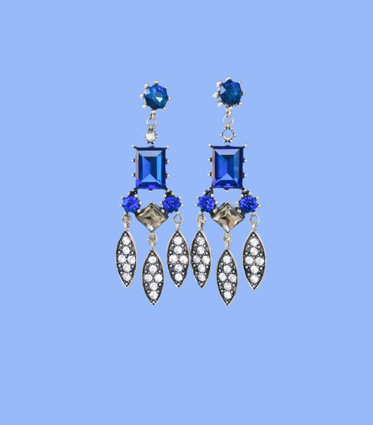 Blue crystal statement earrings