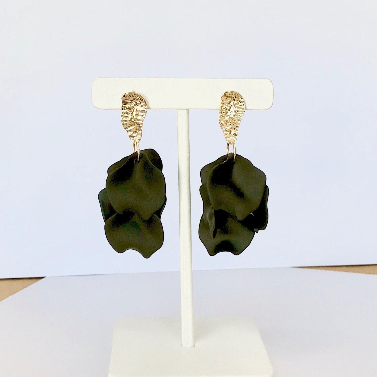 Black petal earrings
