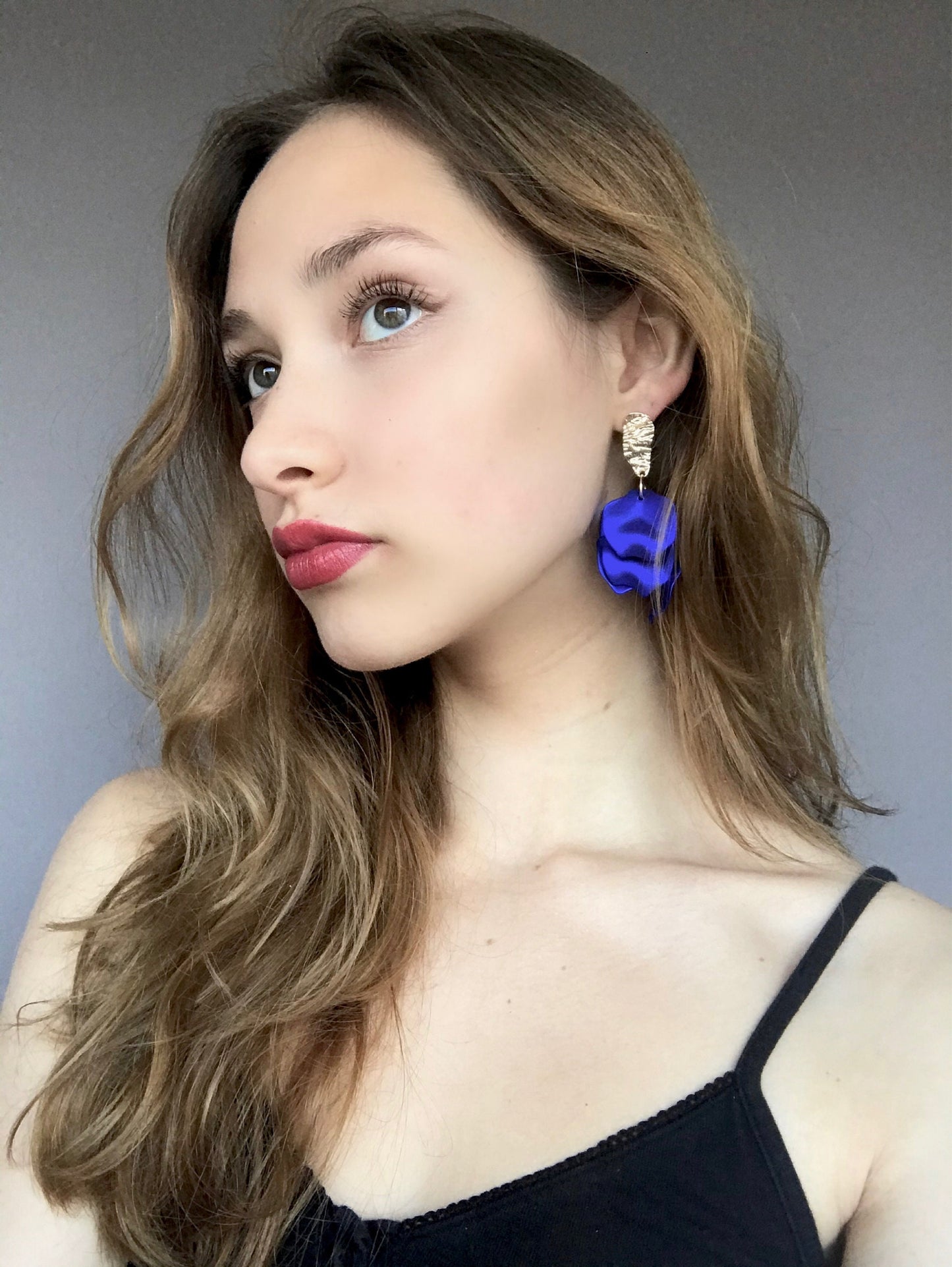 Electric blue petal earrings