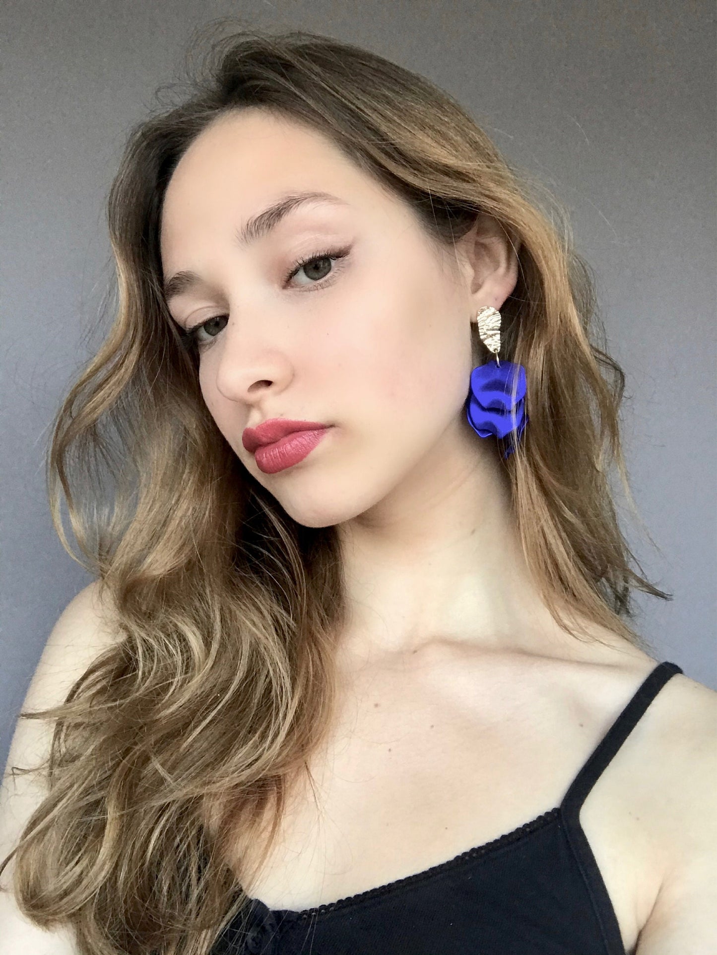 Electric blue petal earrings