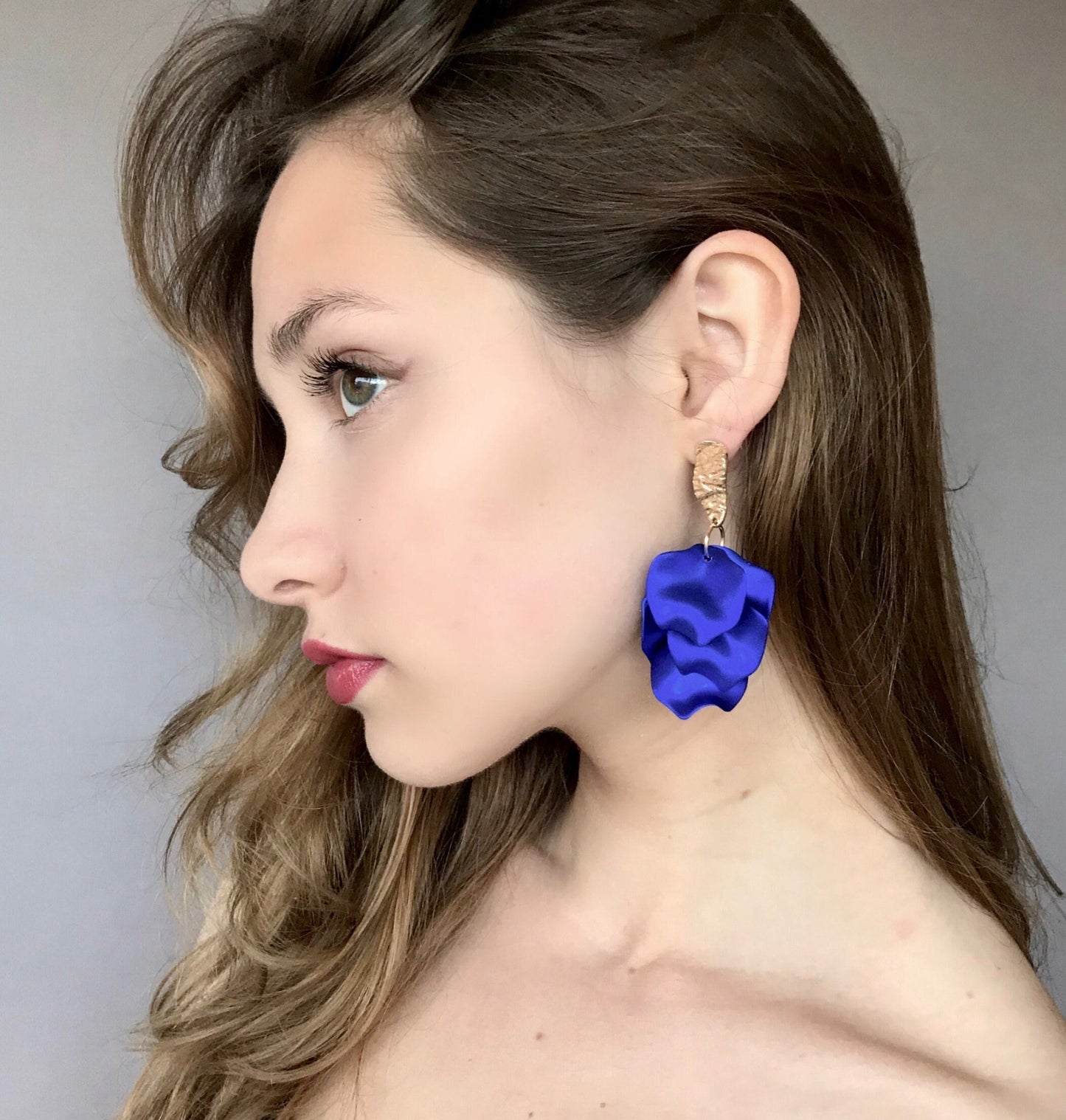 Electric blue petal earrings