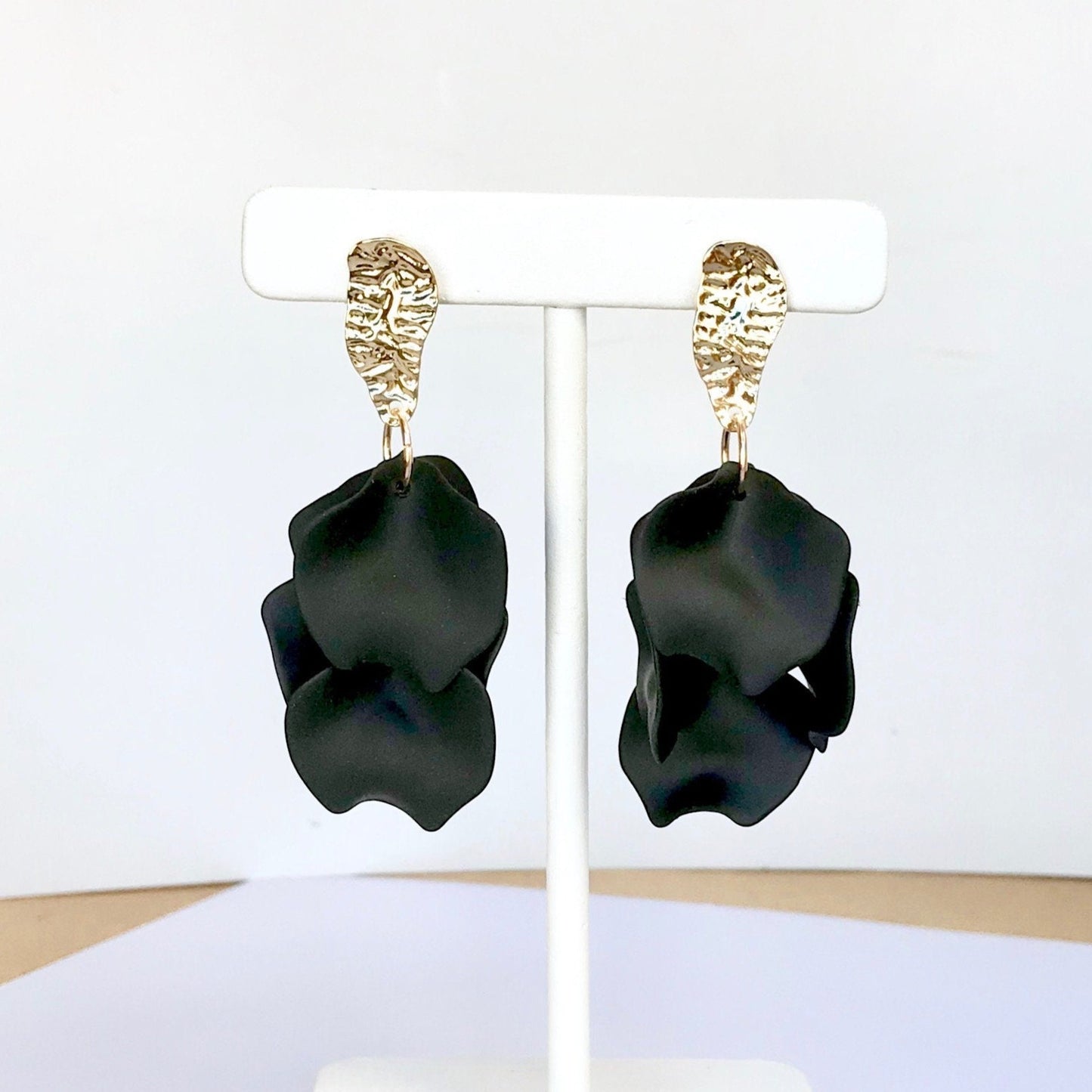 Black petal earrings