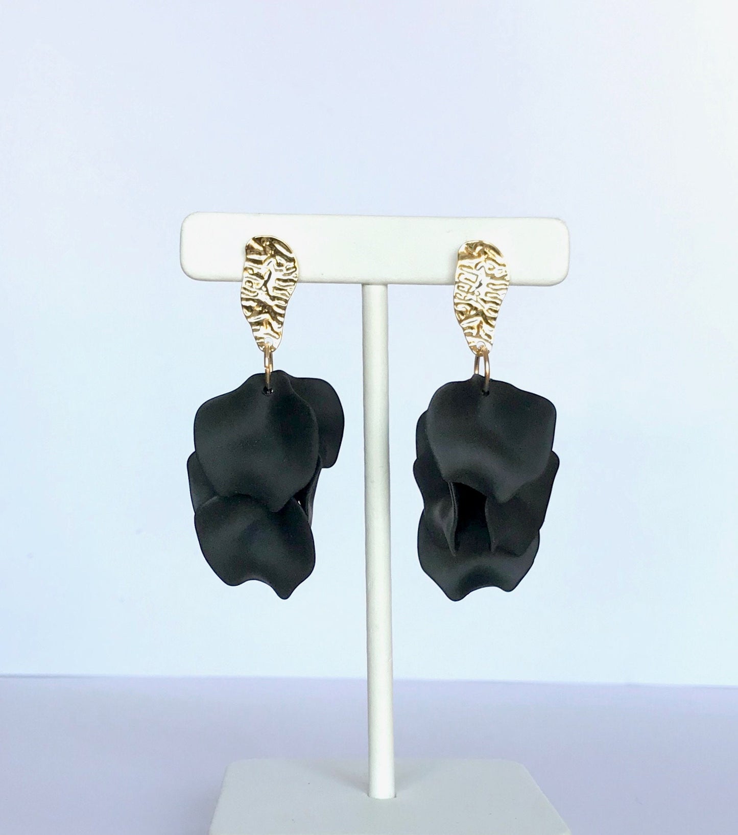 Black petal earrings