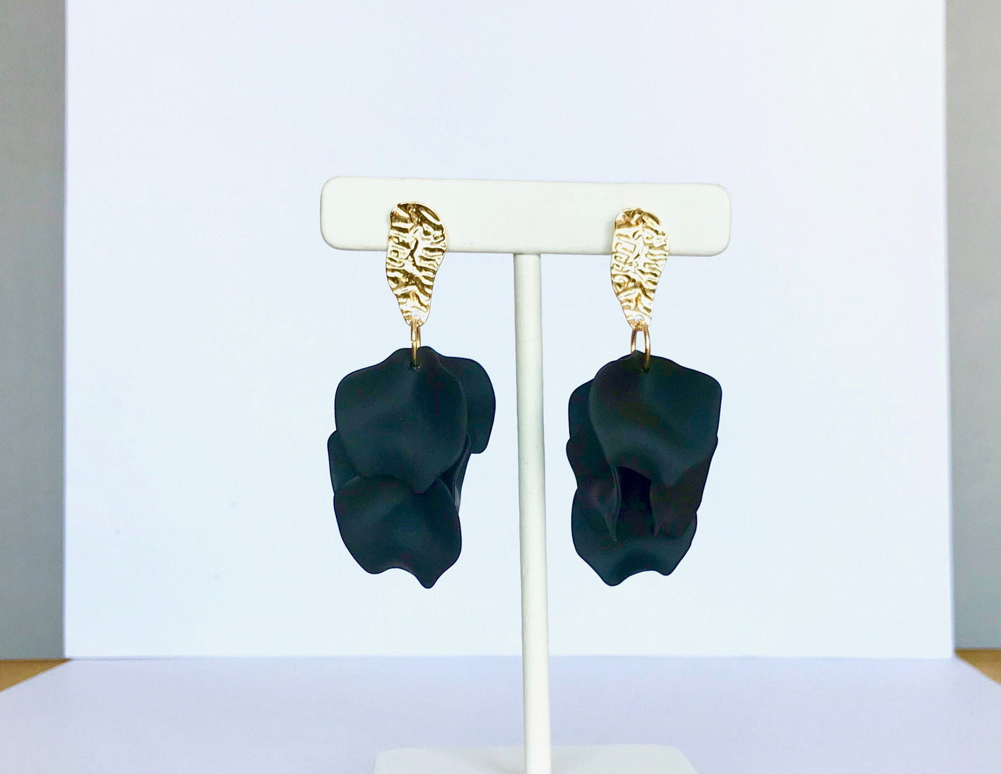 Black petal earrings