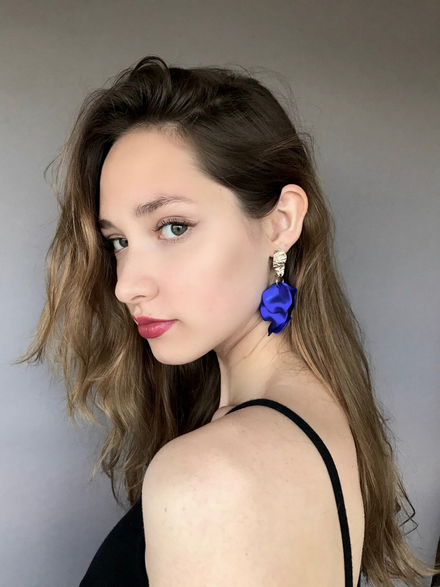 Electric blue petal earrings