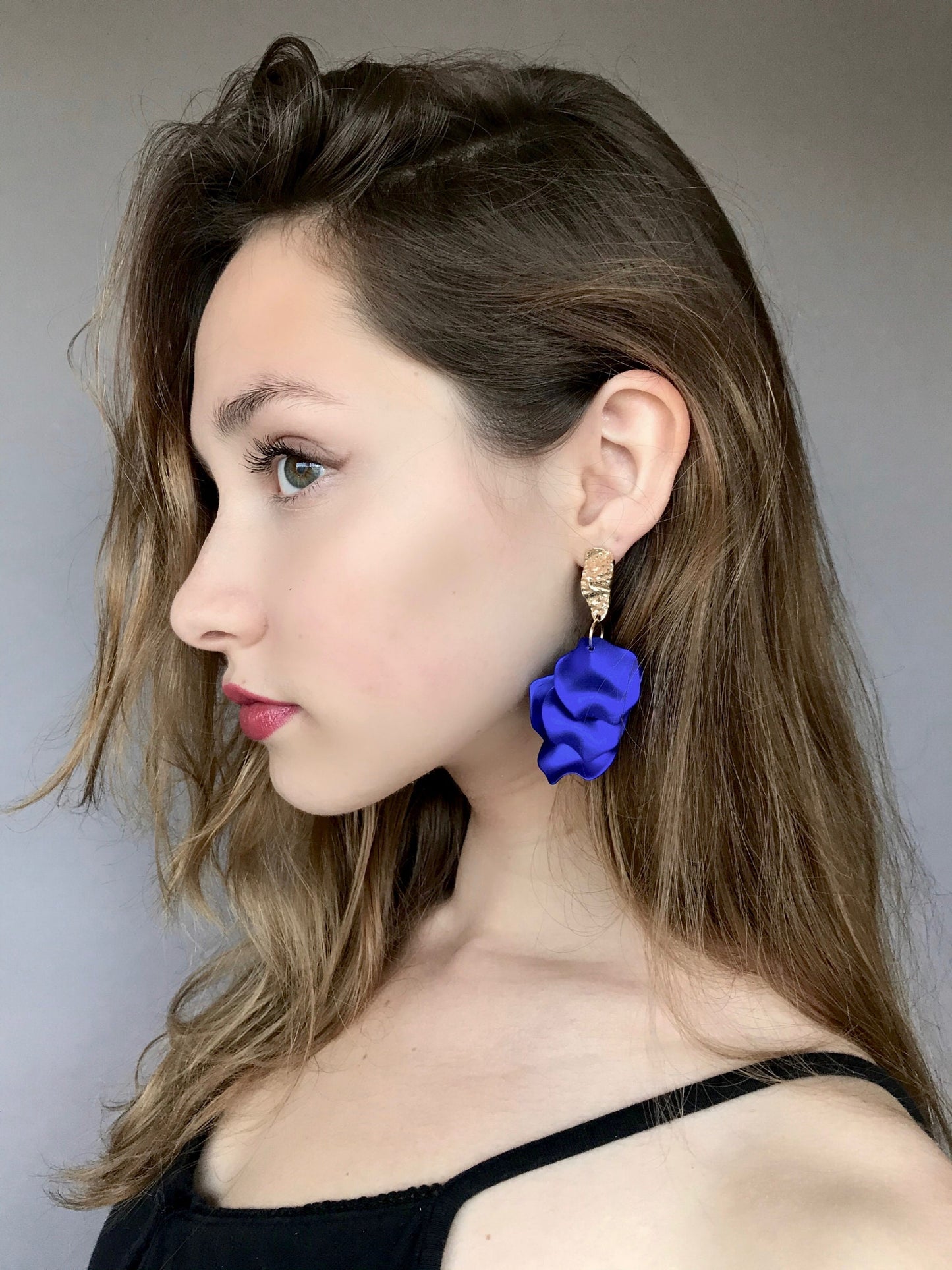 Electric blue petal earrings