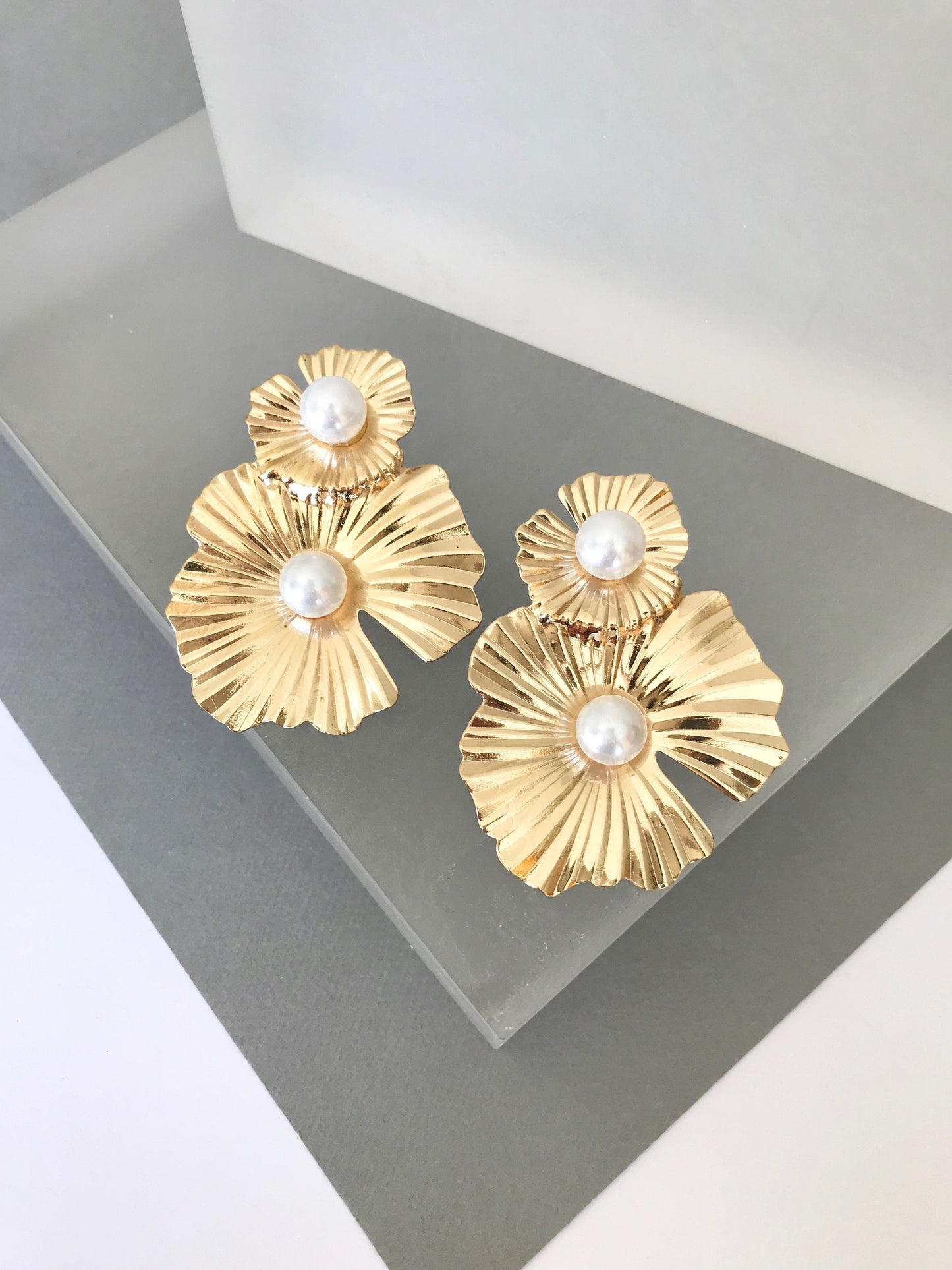 Gold flower earrings