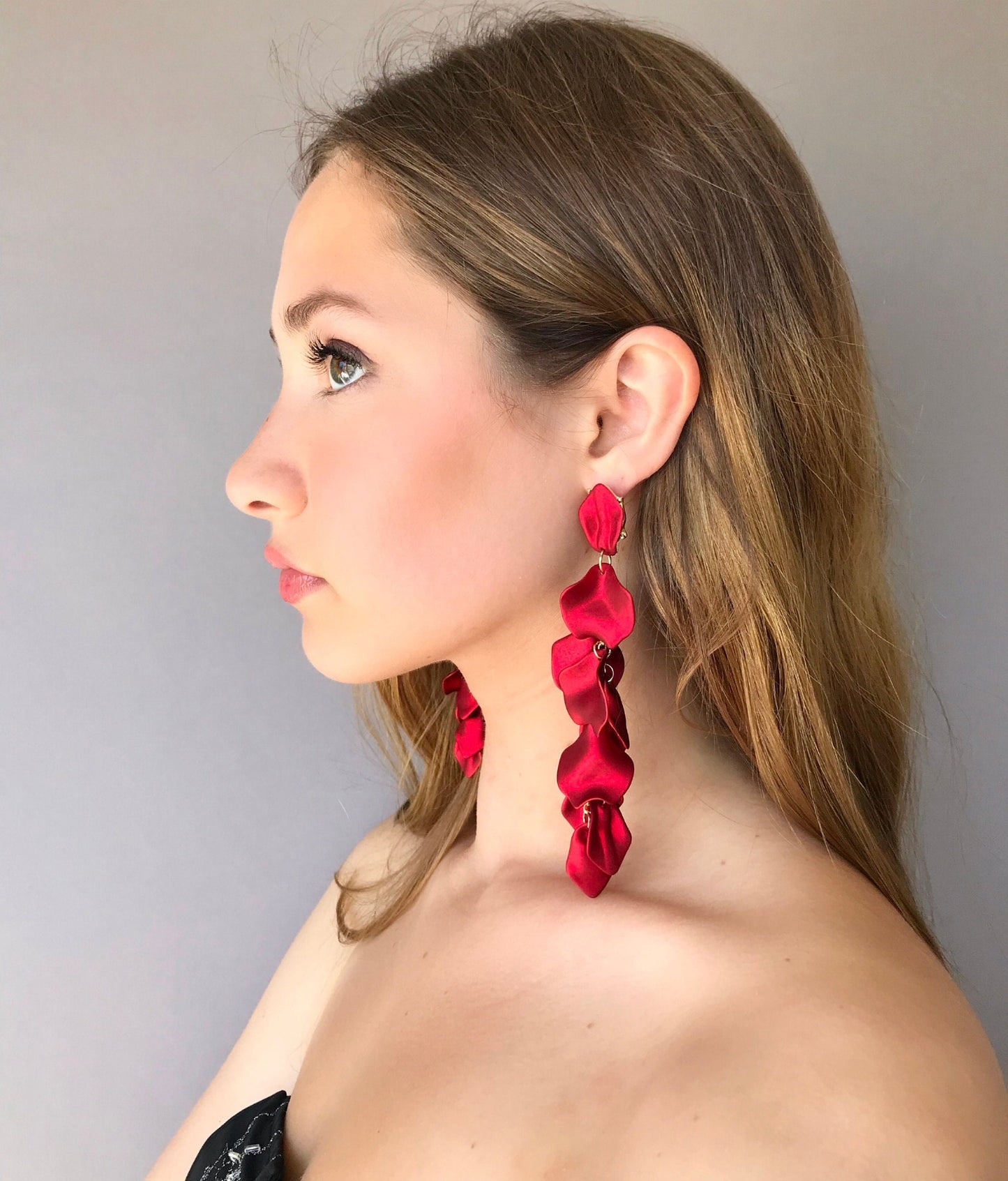 Pink petal statement earrings