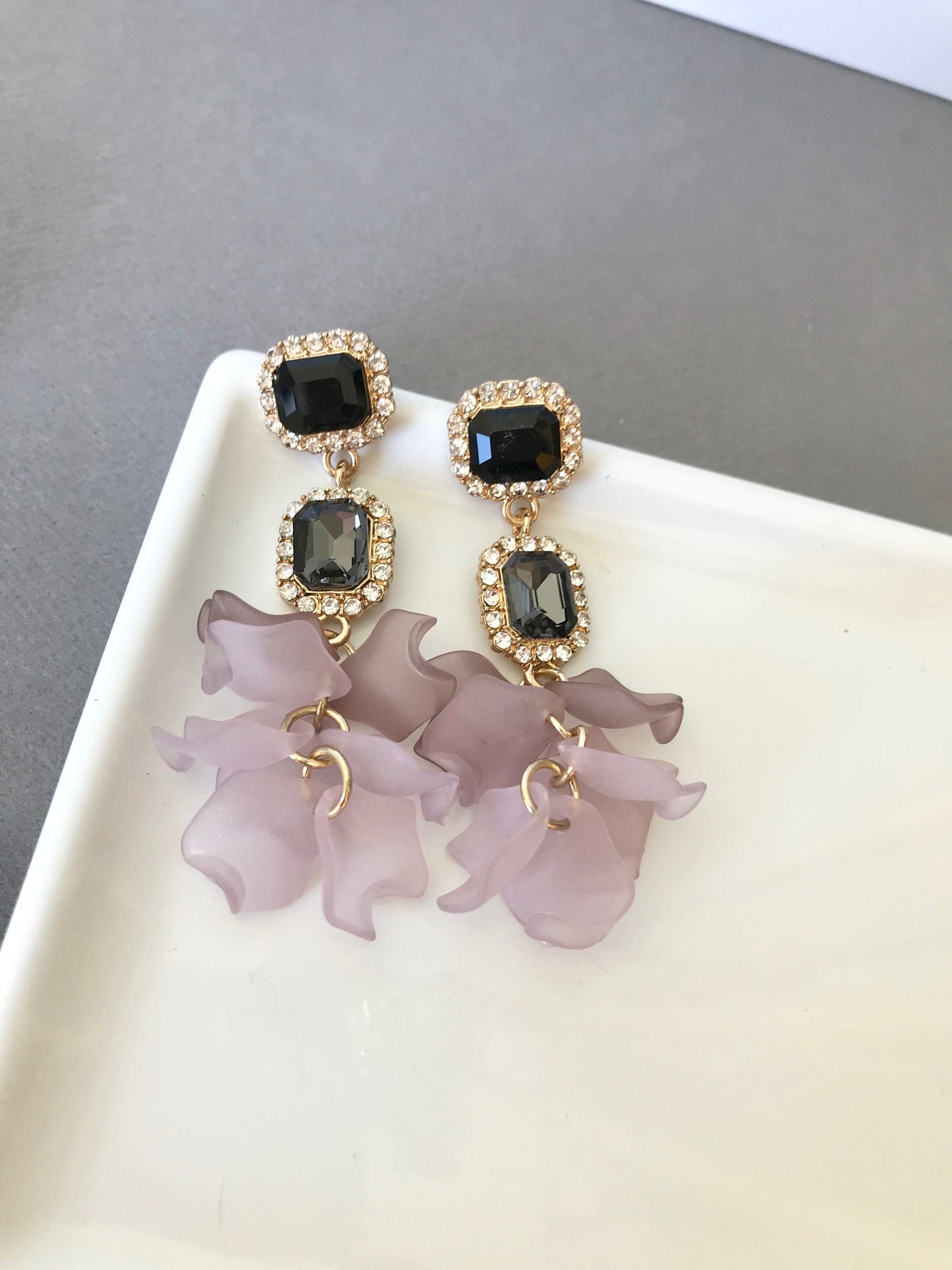 Rhinestone petal earrings