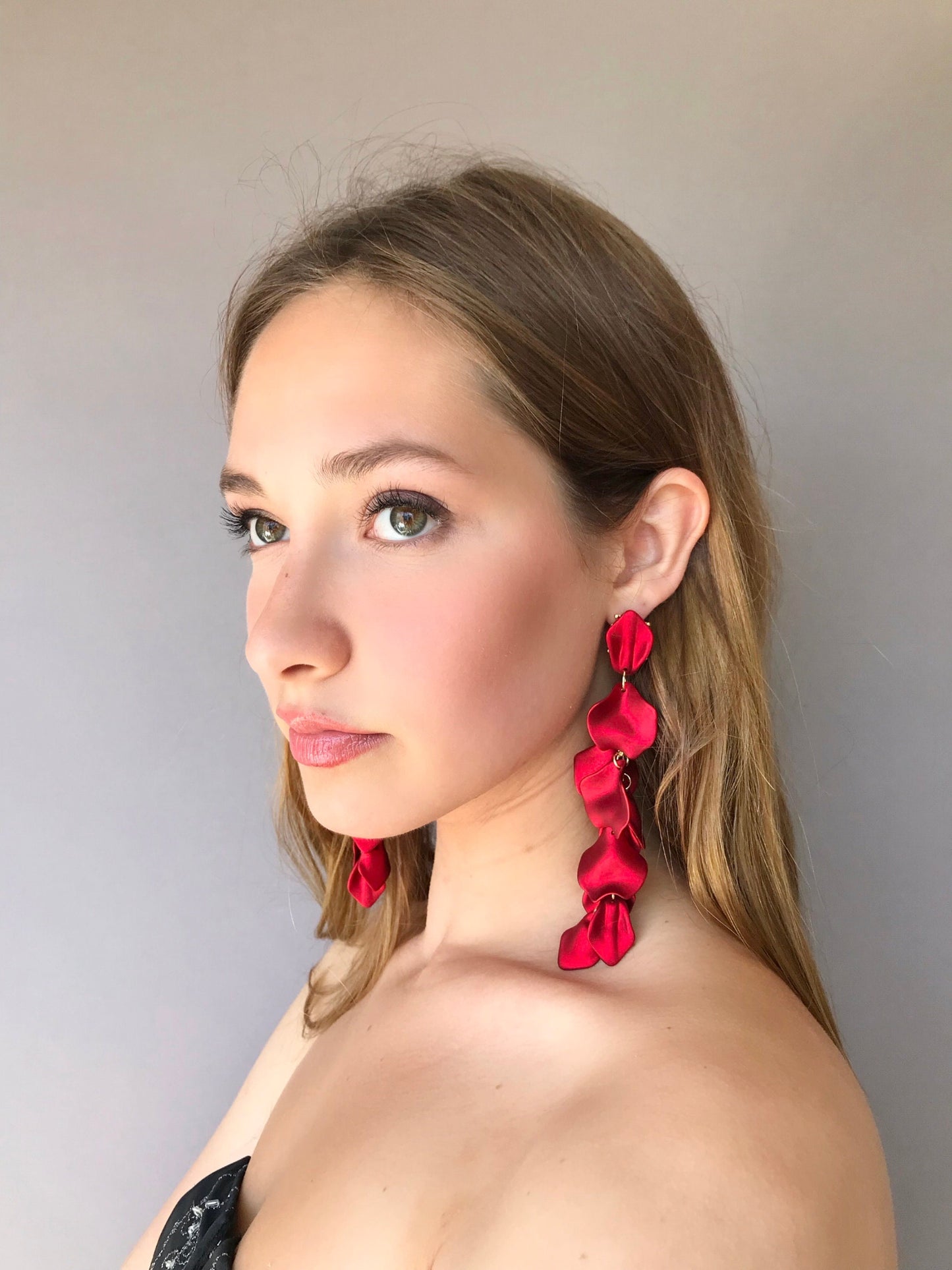 Pink petal statement earrings