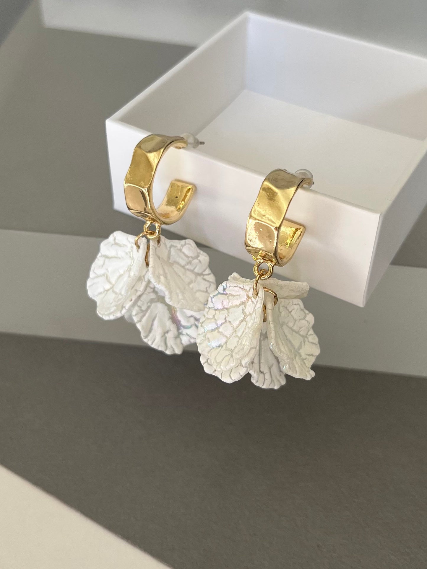 White petal flower earrings