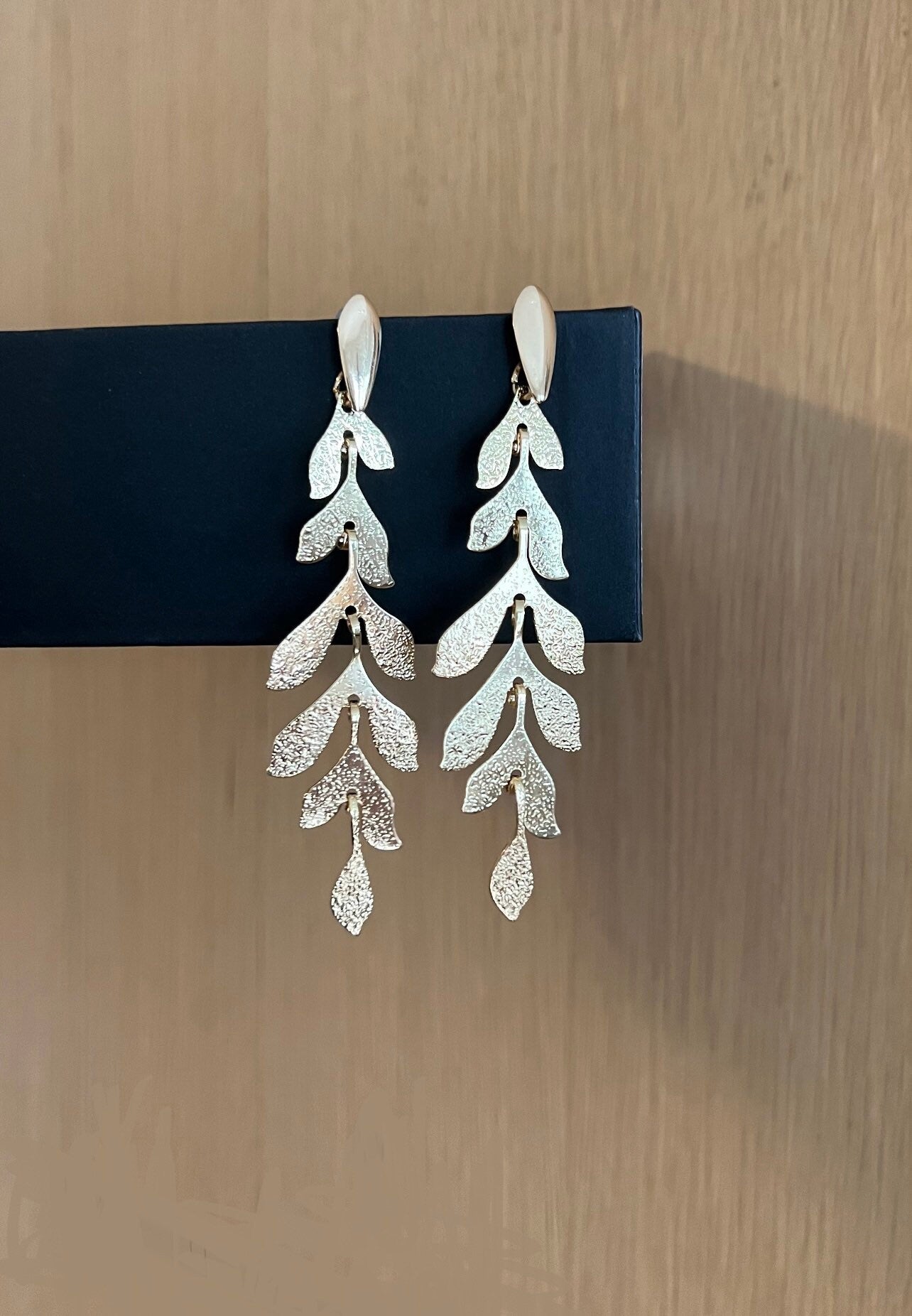 Gold leaf drop earrings