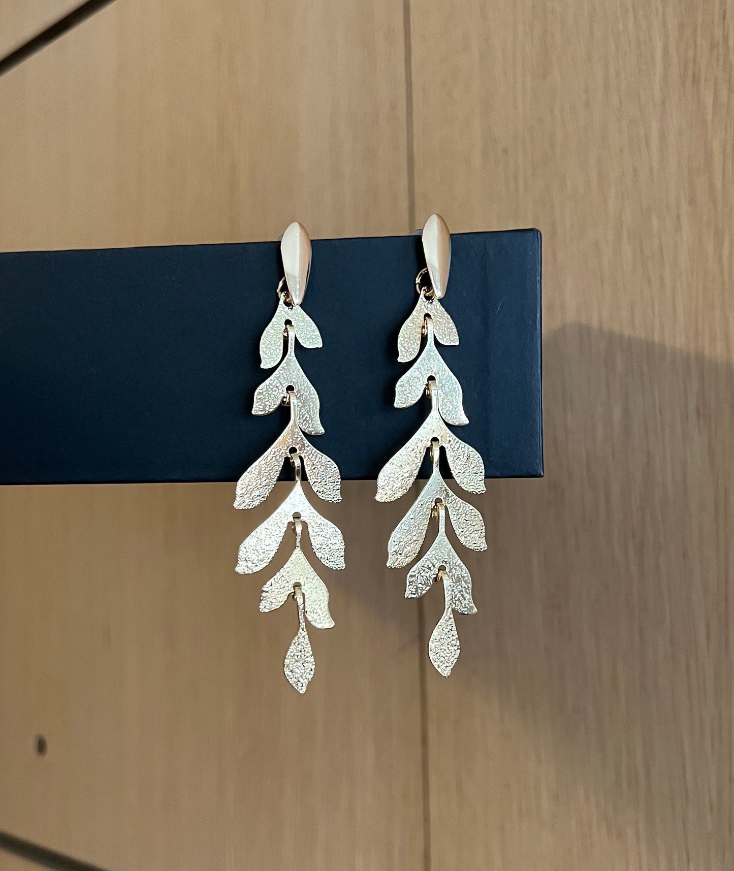 Gold leaf drop earrings