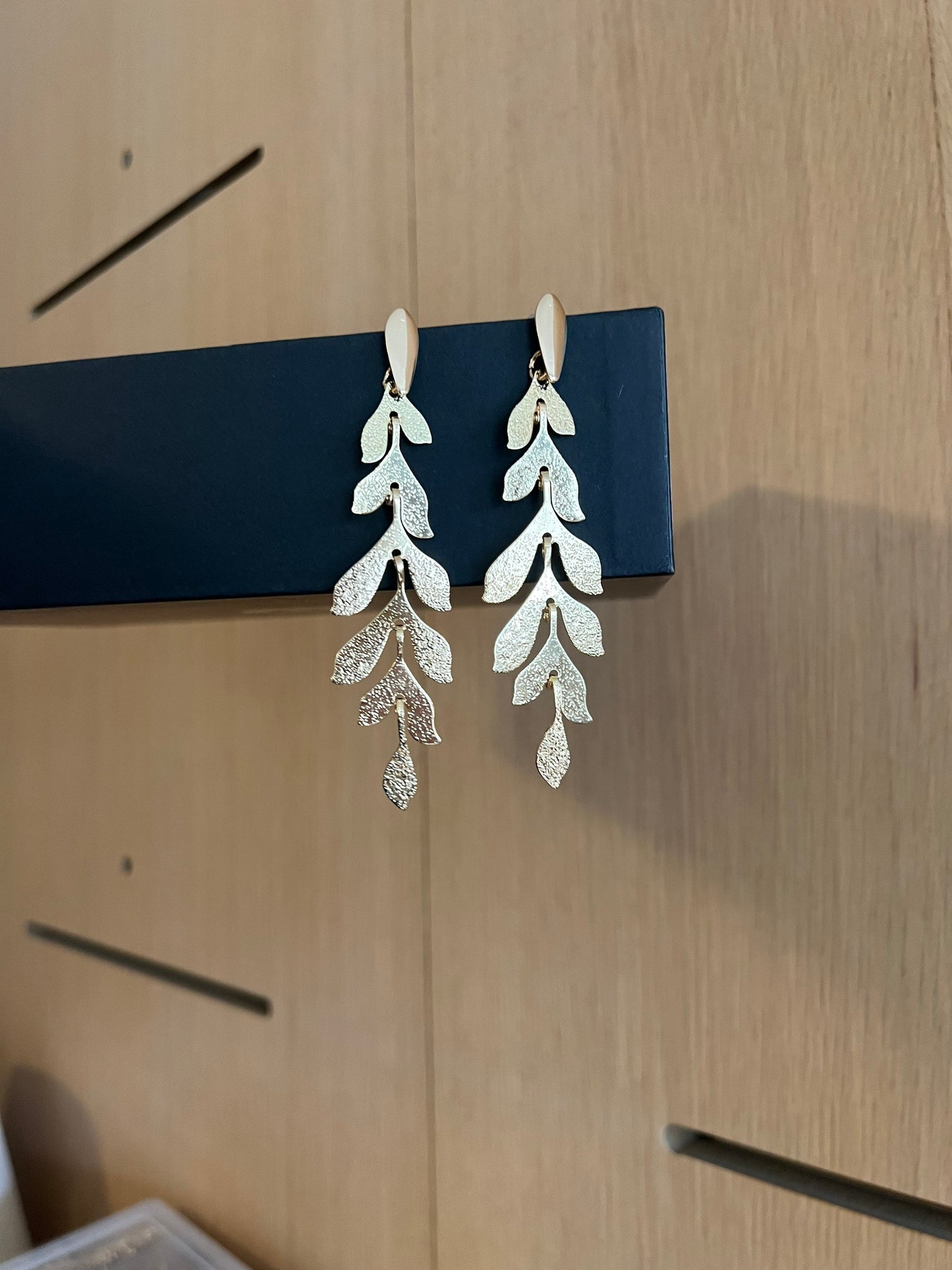 Gold leaf drop earrings