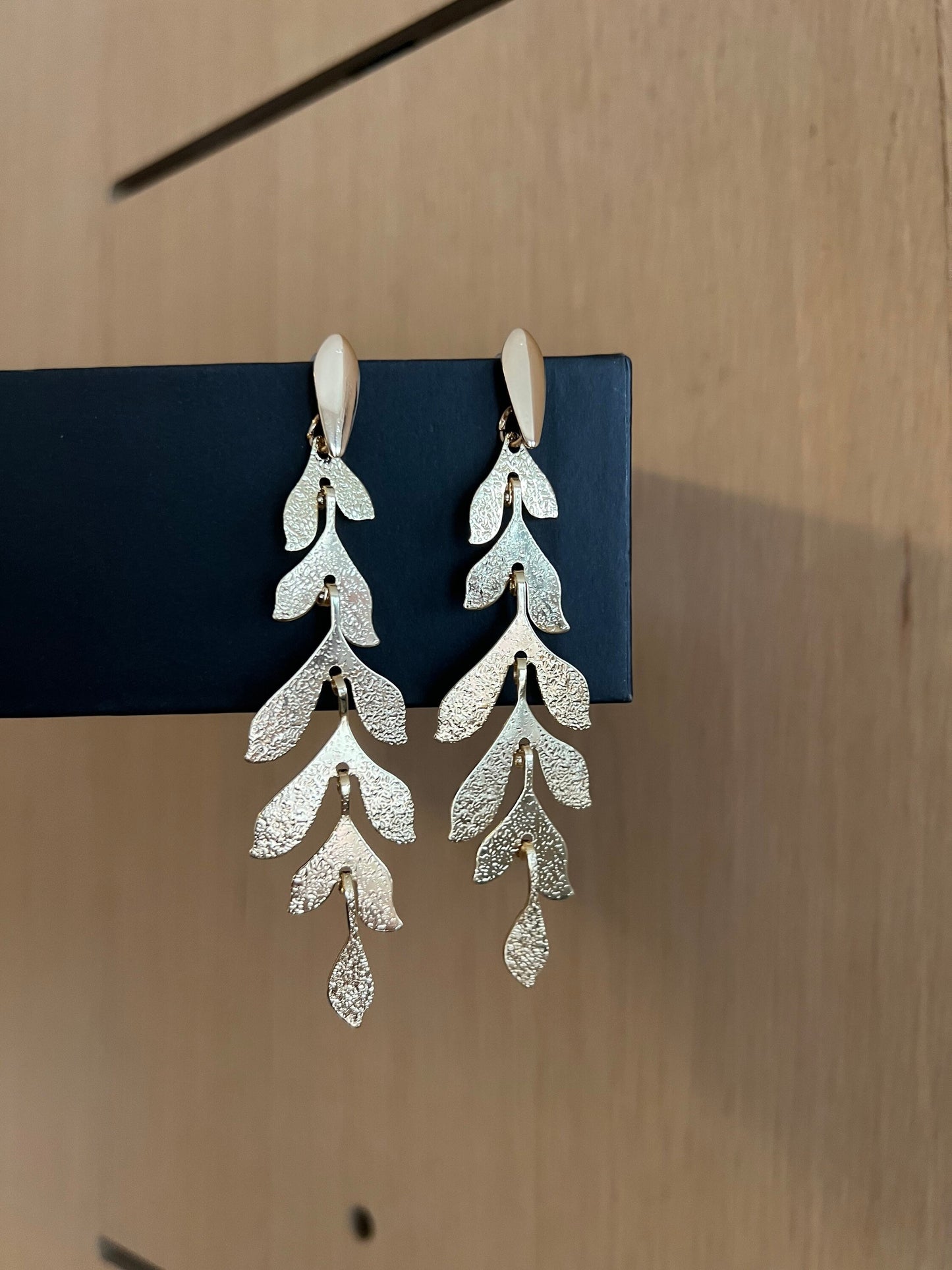Gold leaf drop earrings