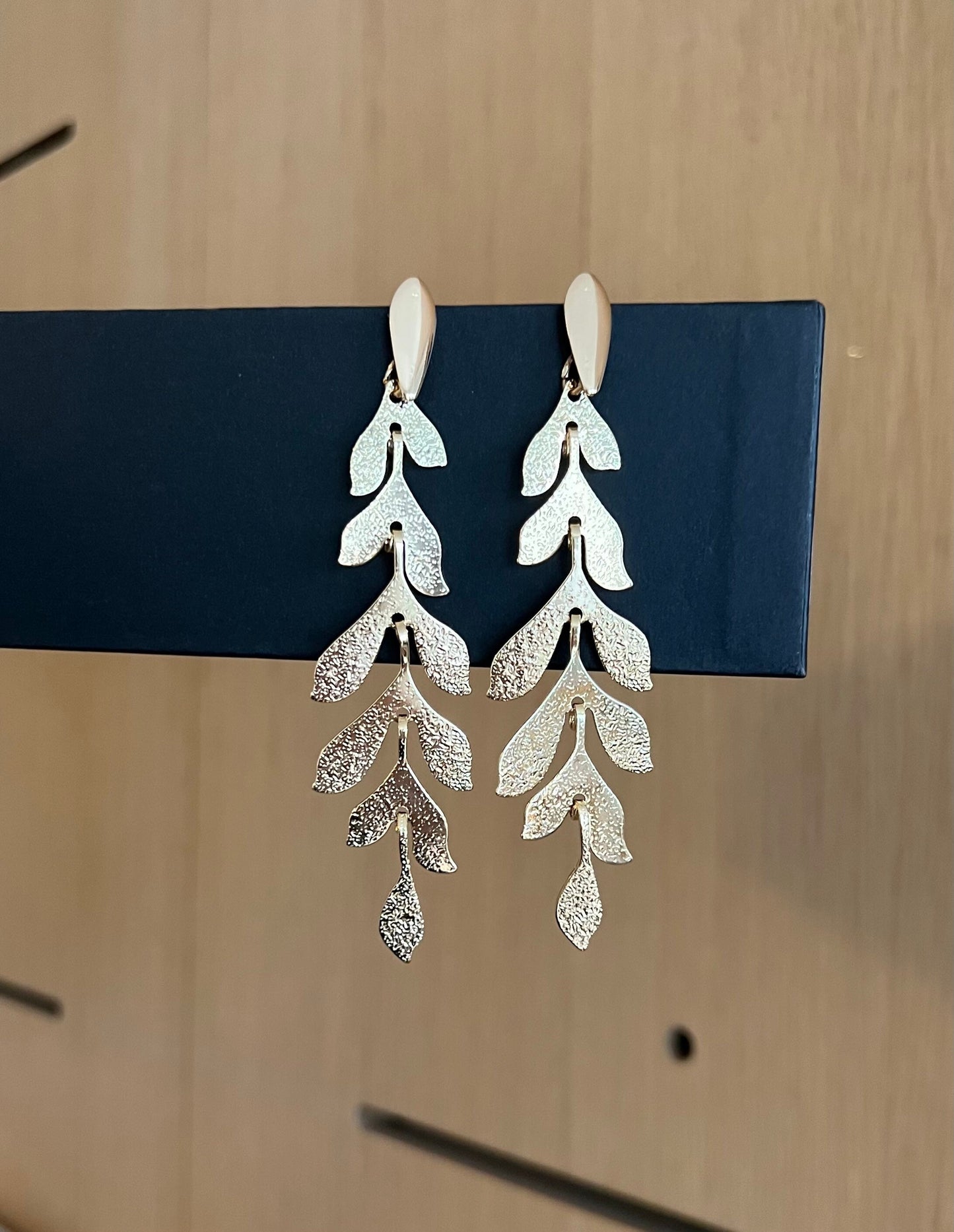 Gold leaf drop earrings