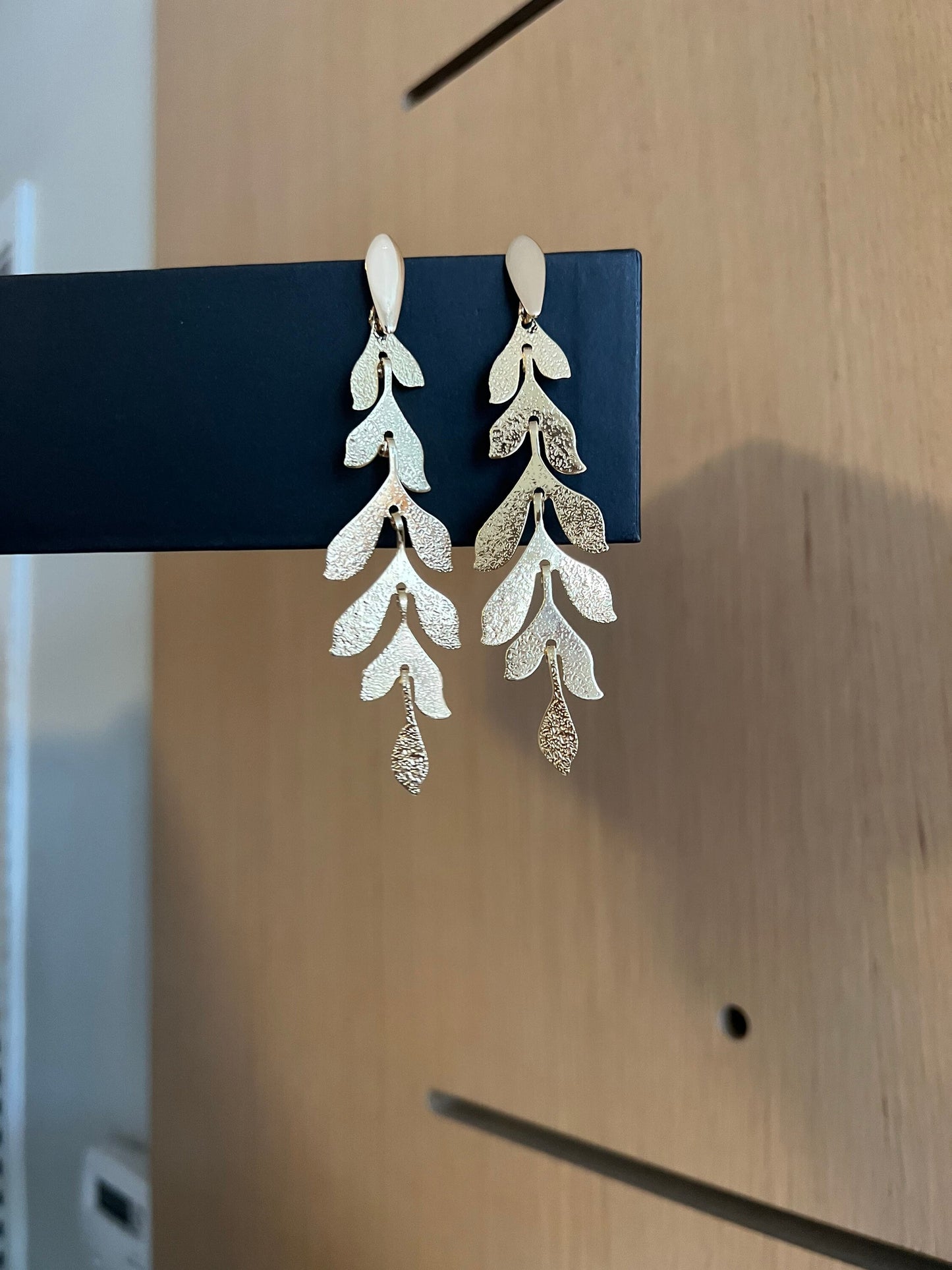 Gold leaf drop earrings