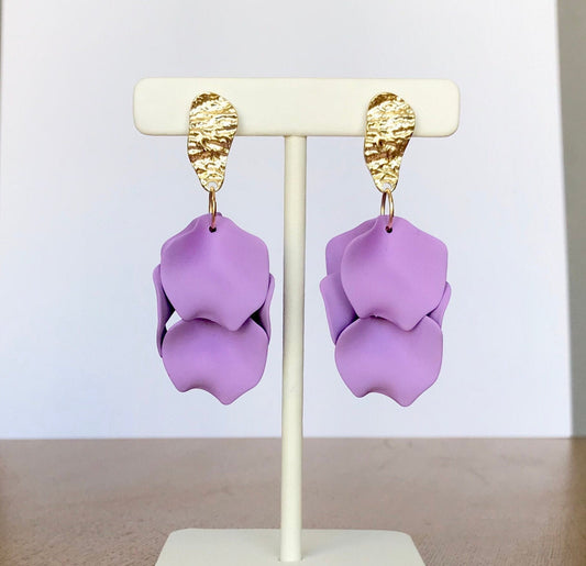 Lilac petal cascade earrings