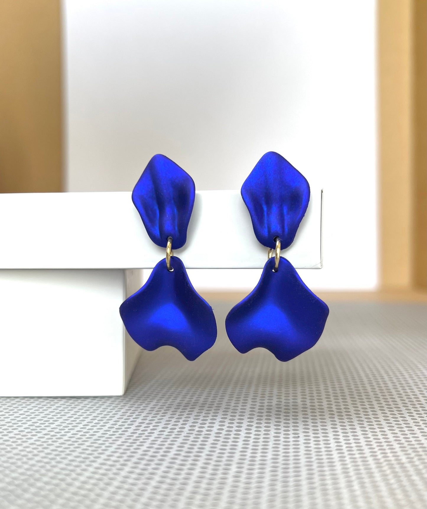 Electric blue small petal earrings