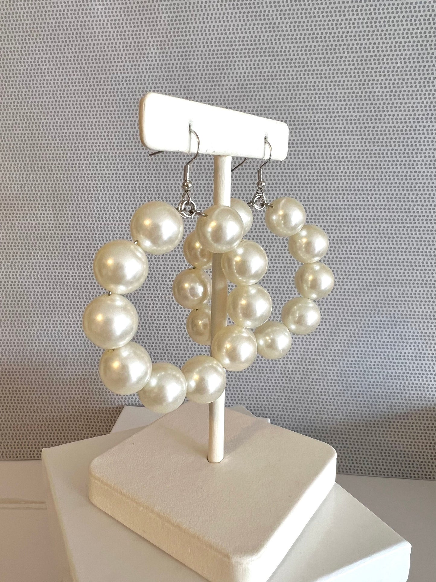 large pearl hoop earrings