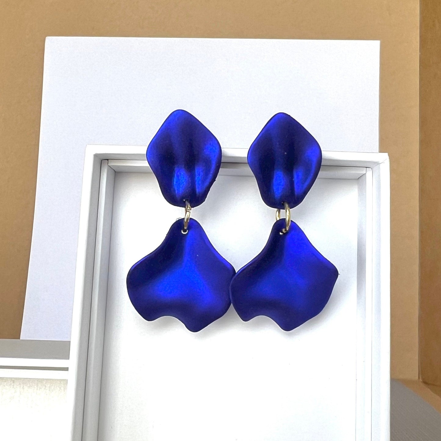 Electric blue small petal earrings