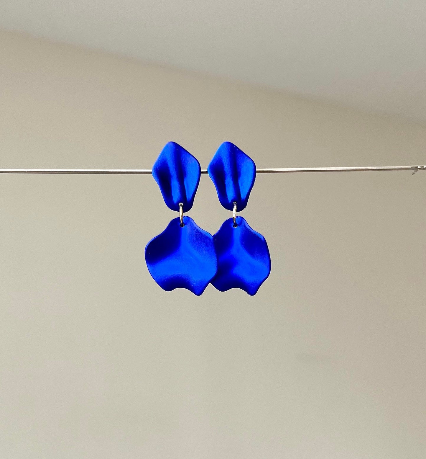 Electric blue small petal earrings