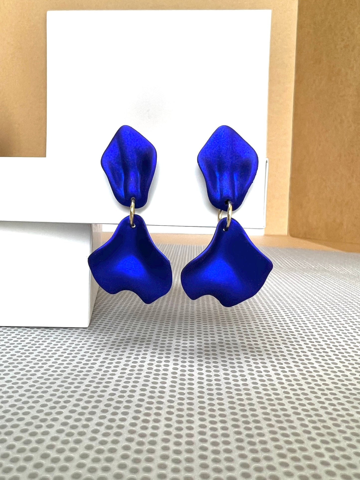 Electric blue small petal earrings