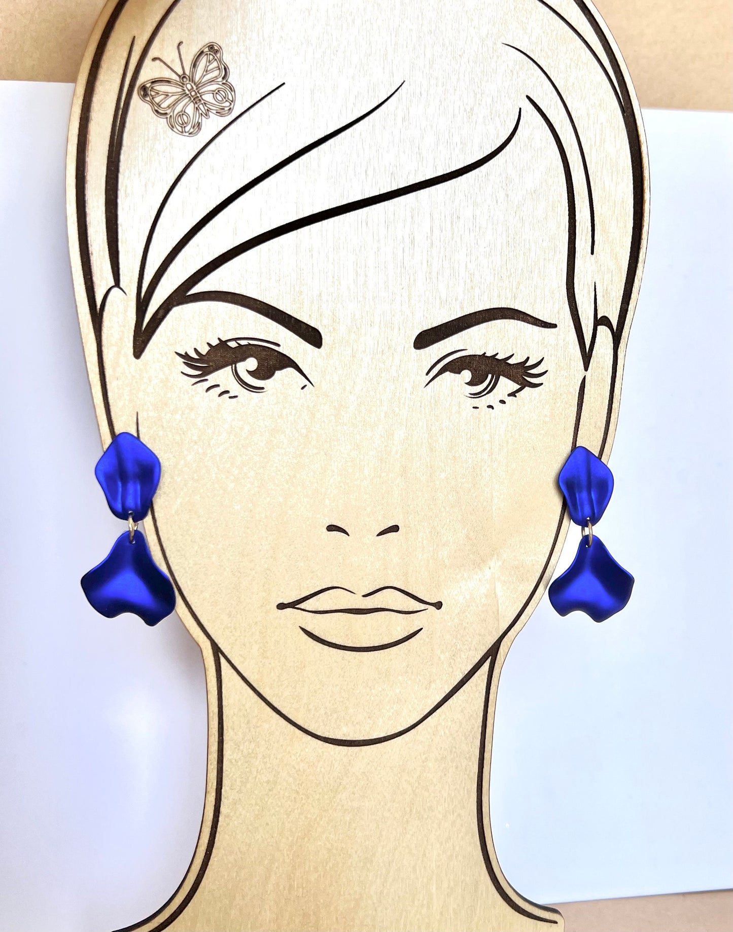 Electric blue small petal earrings