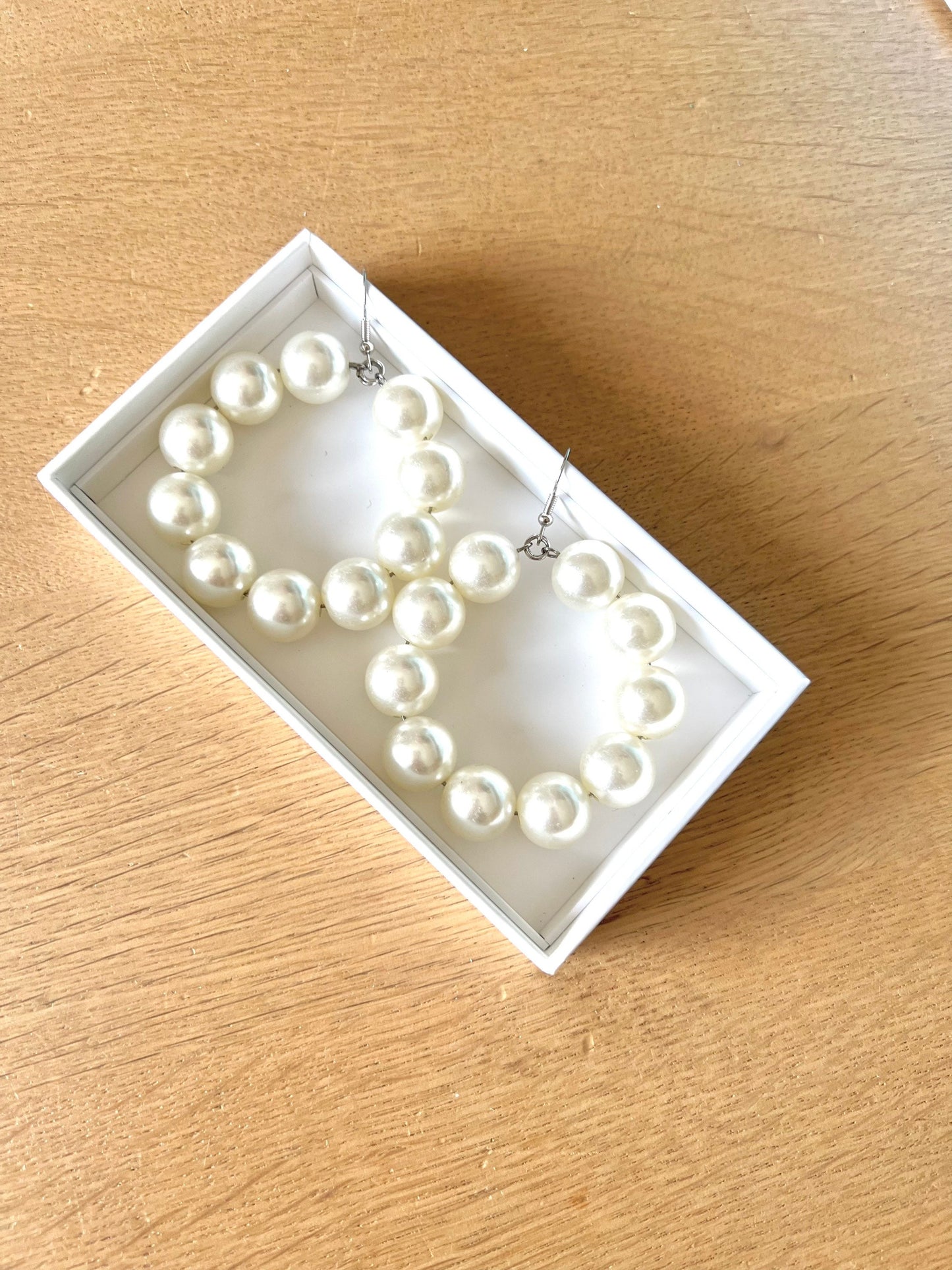 large pearl hoop earrings