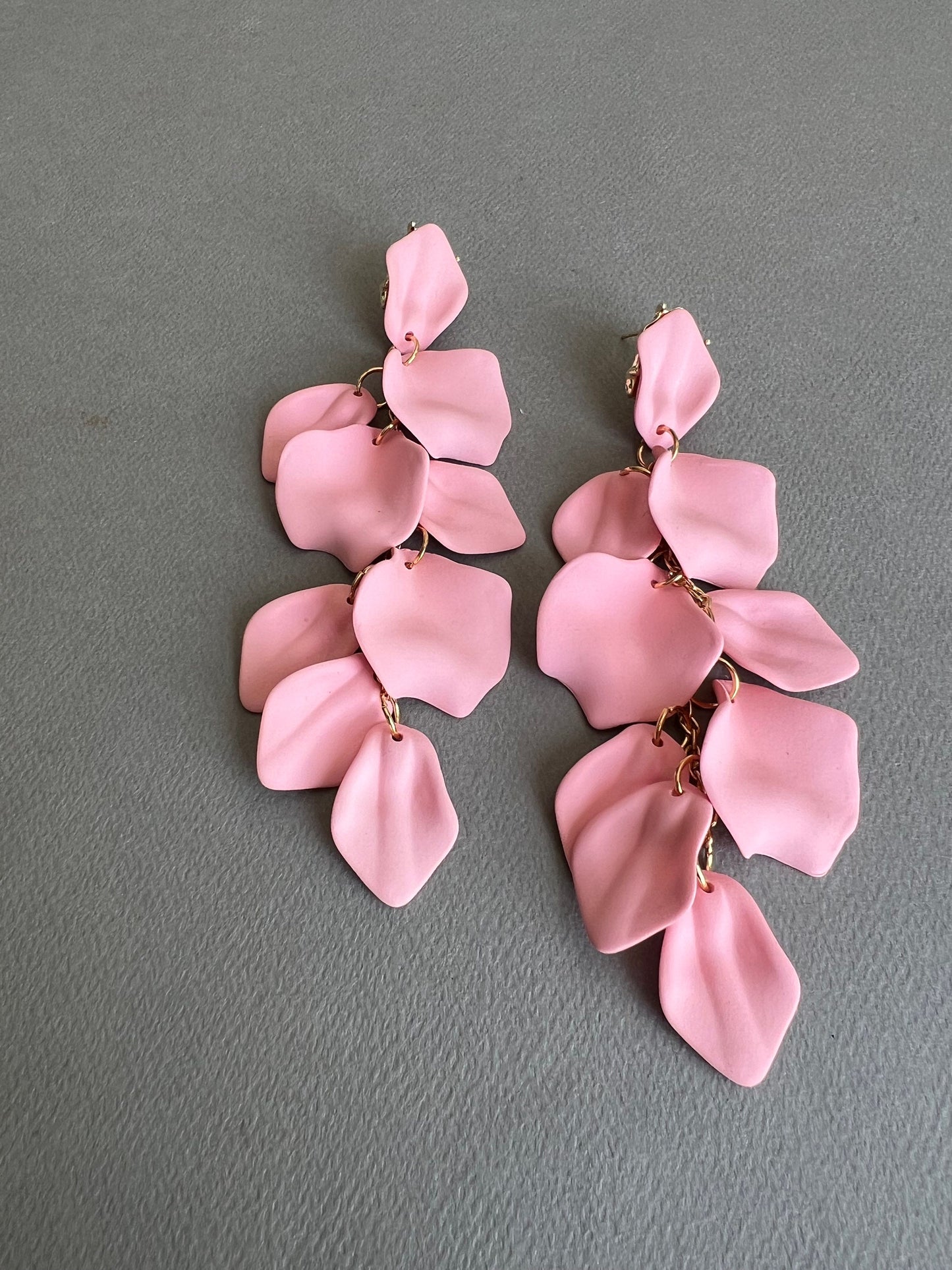 Pink petal statement earrings