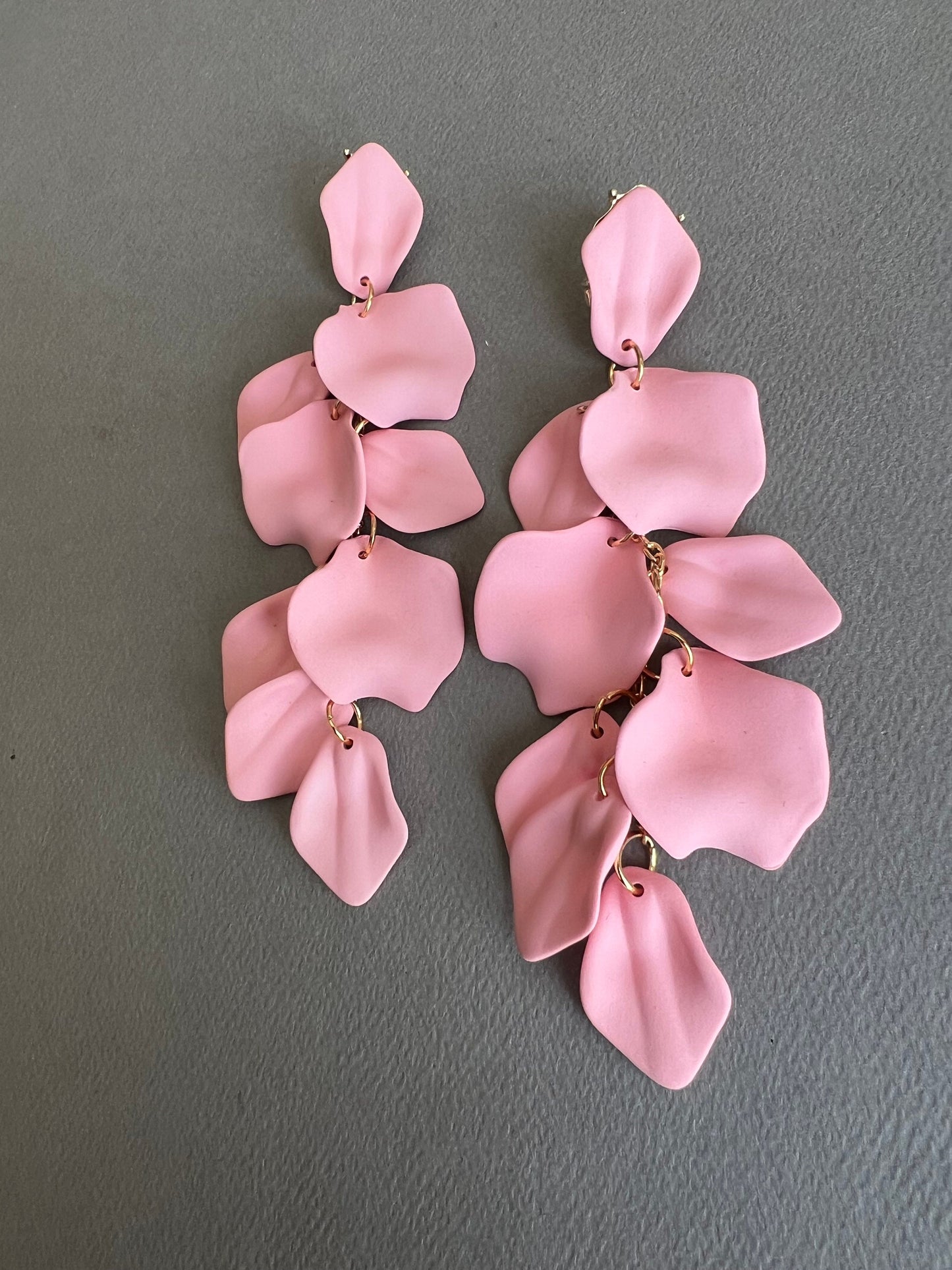 Pink petal statement earrings