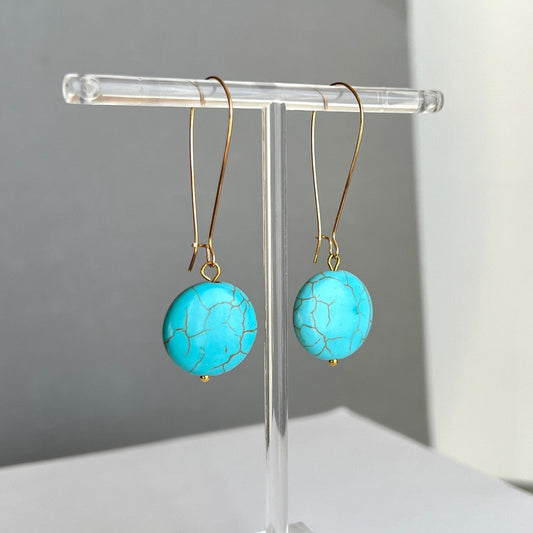 Turquoise disk drop earrings