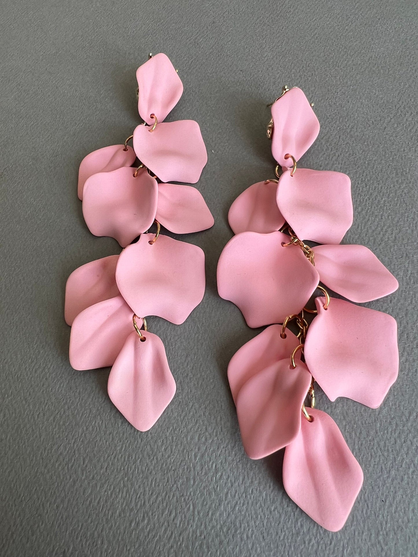 Pink petal statement earrings