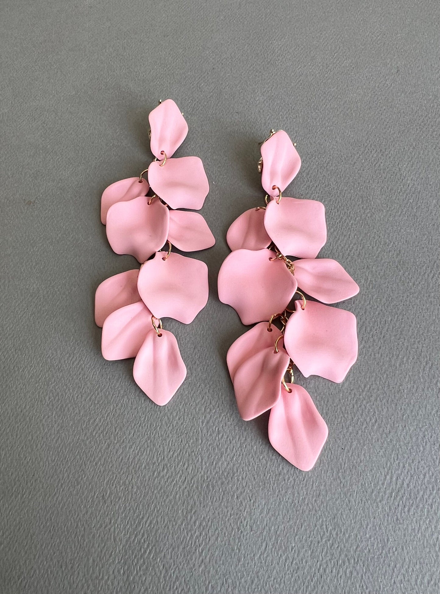 Pink petal statement earrings
