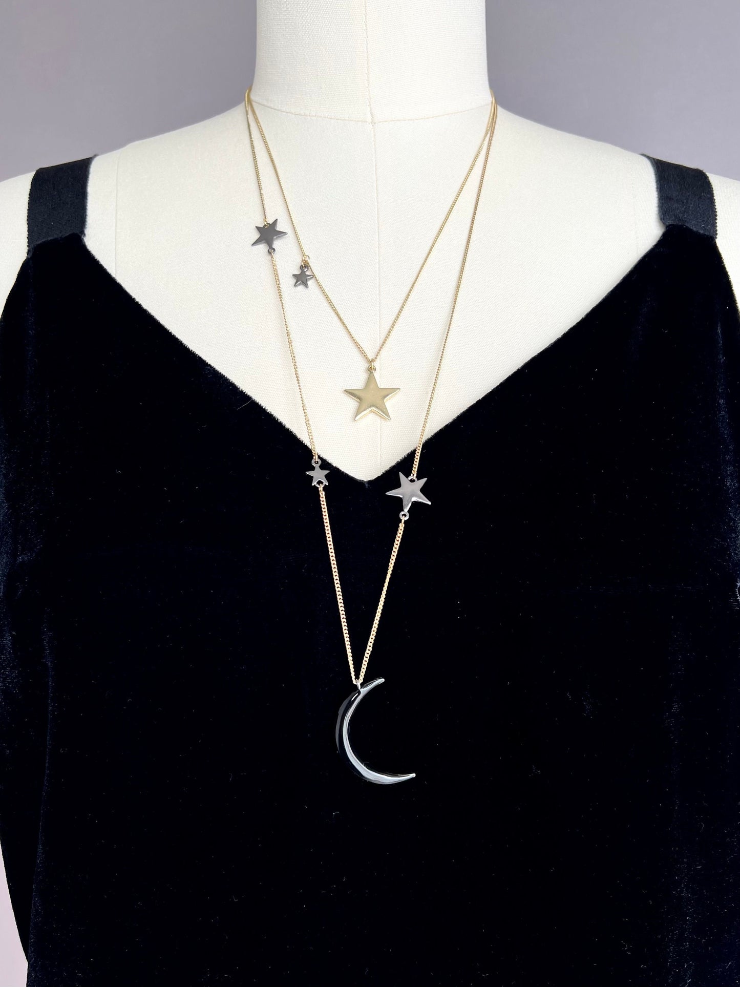 Star and moon chain necklace