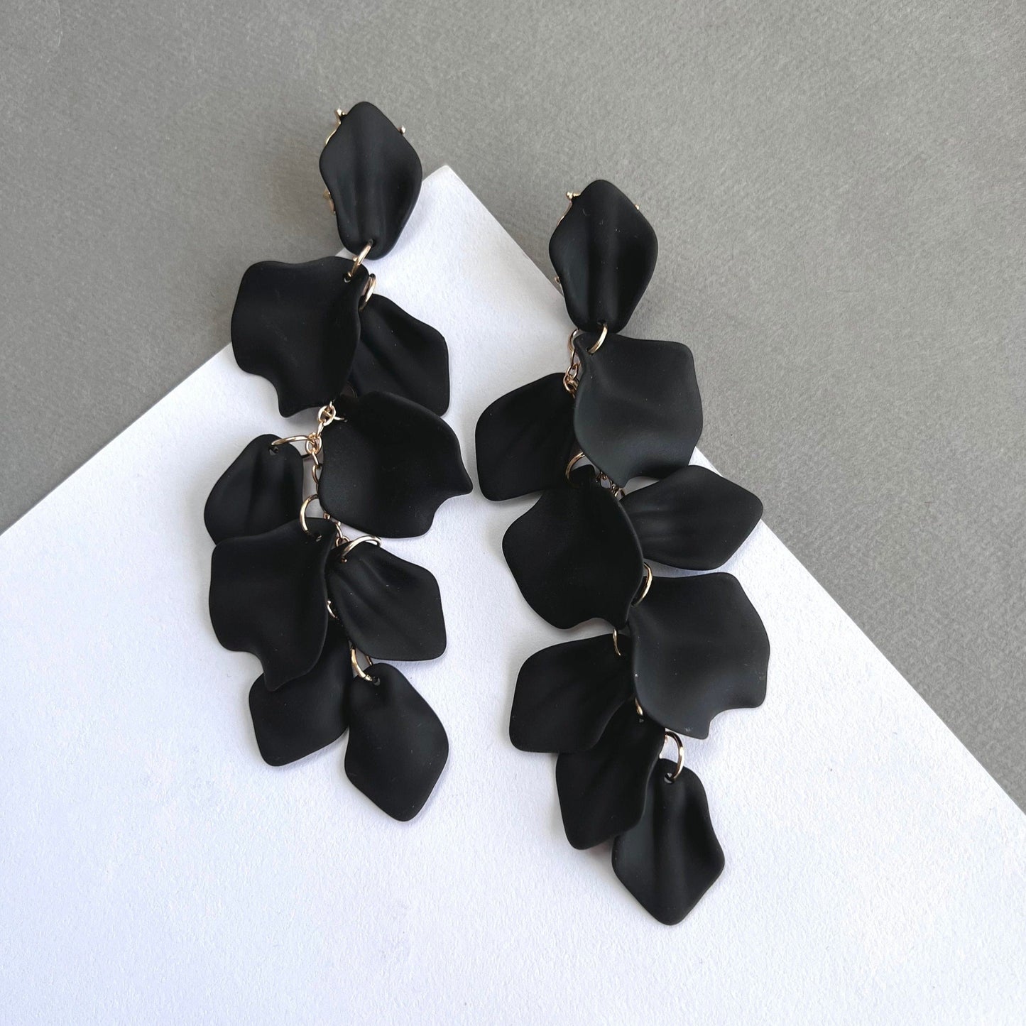 Black statement drop earrings