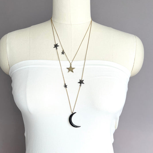 Star and moon chain necklace