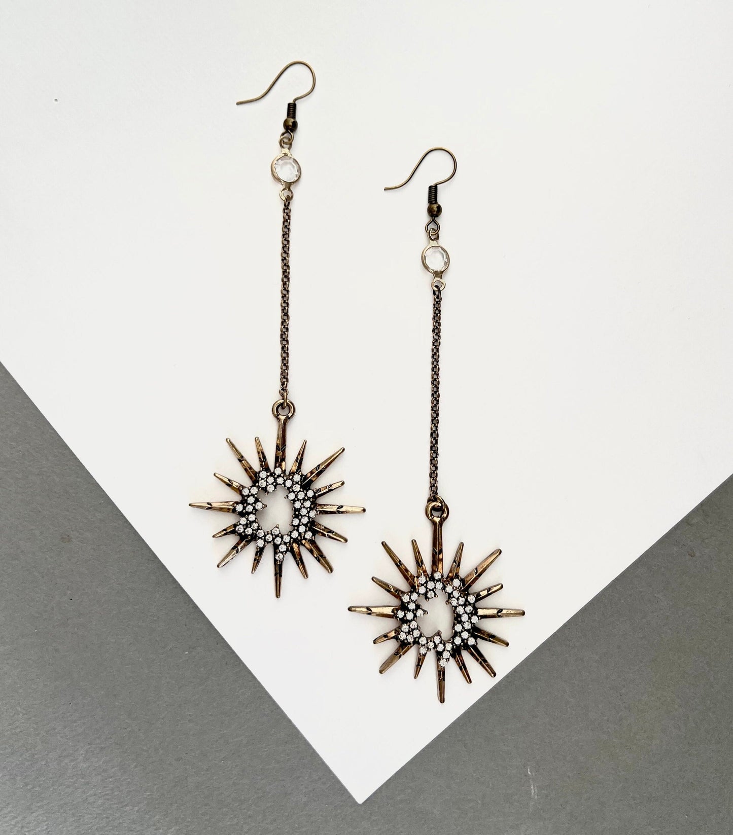 Crystal star drop earrings