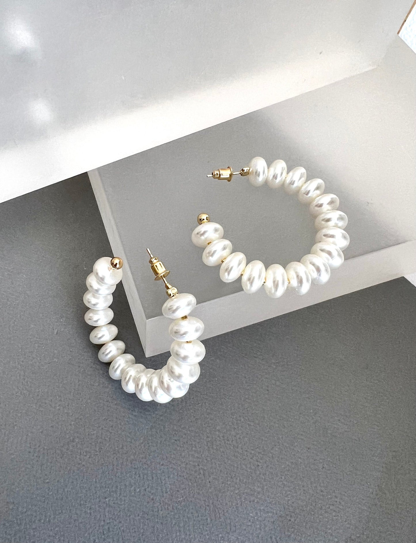 Pearl hoop earrings