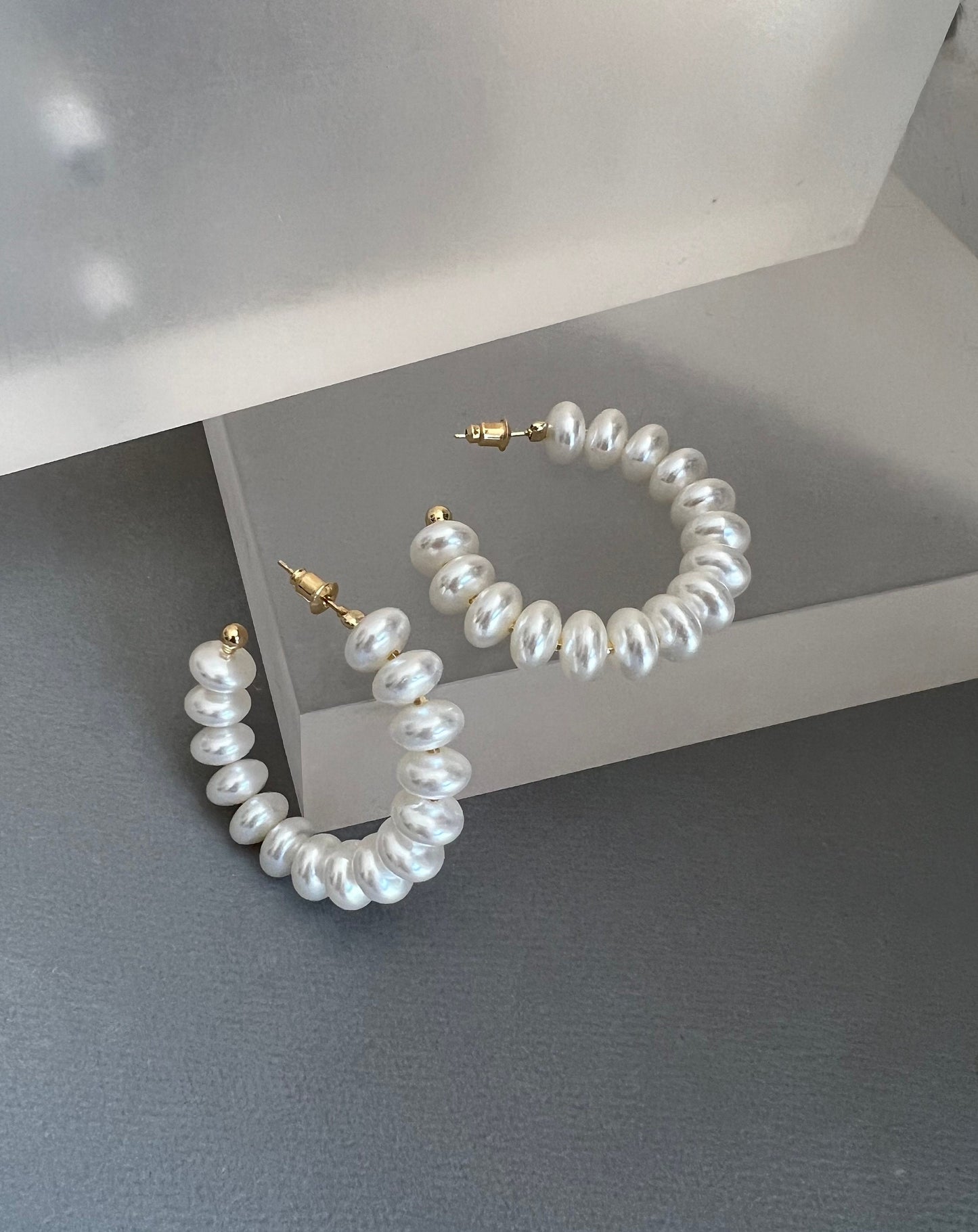 Pearl hoop earrings