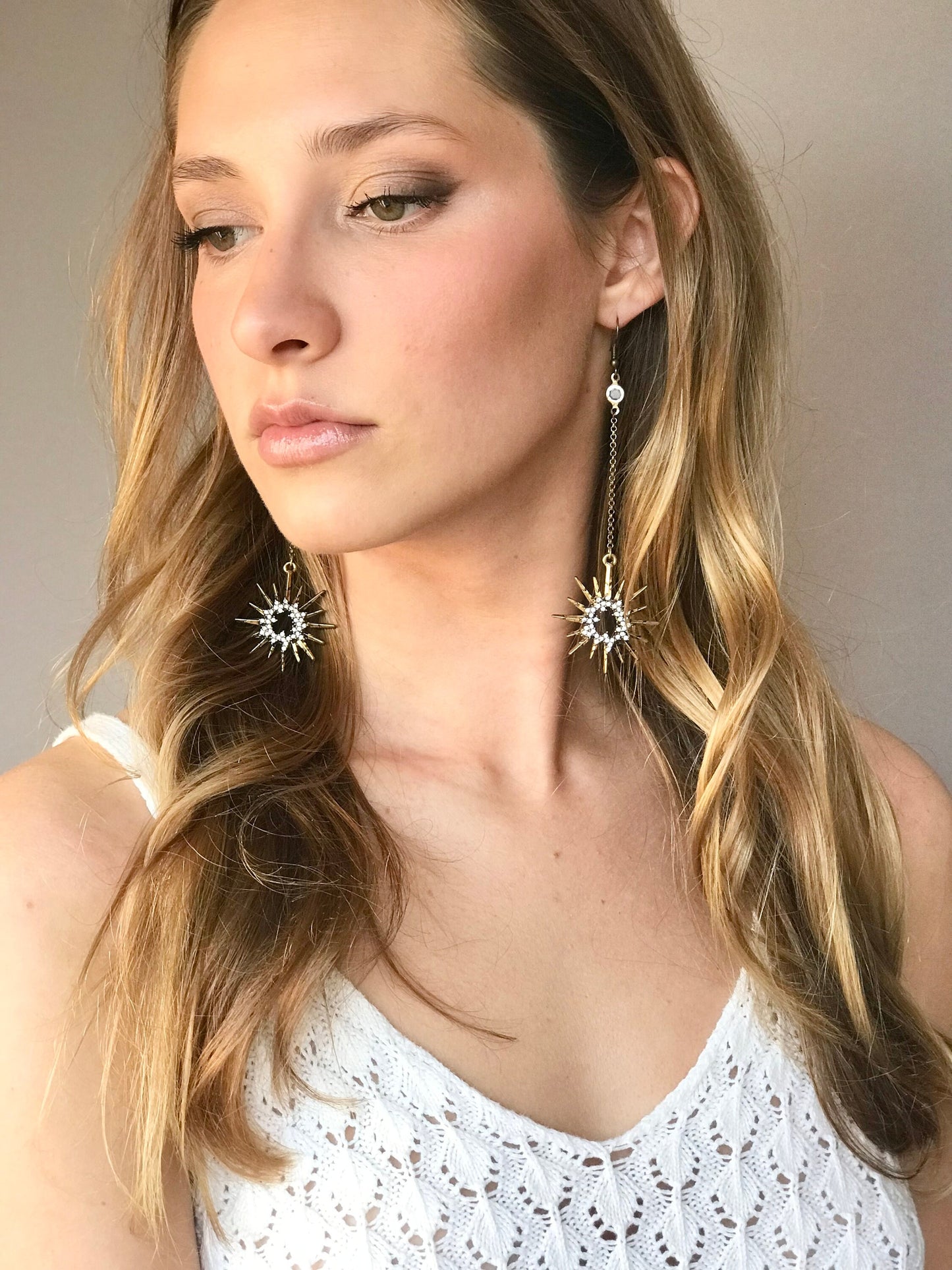 Crystal star drop earrings