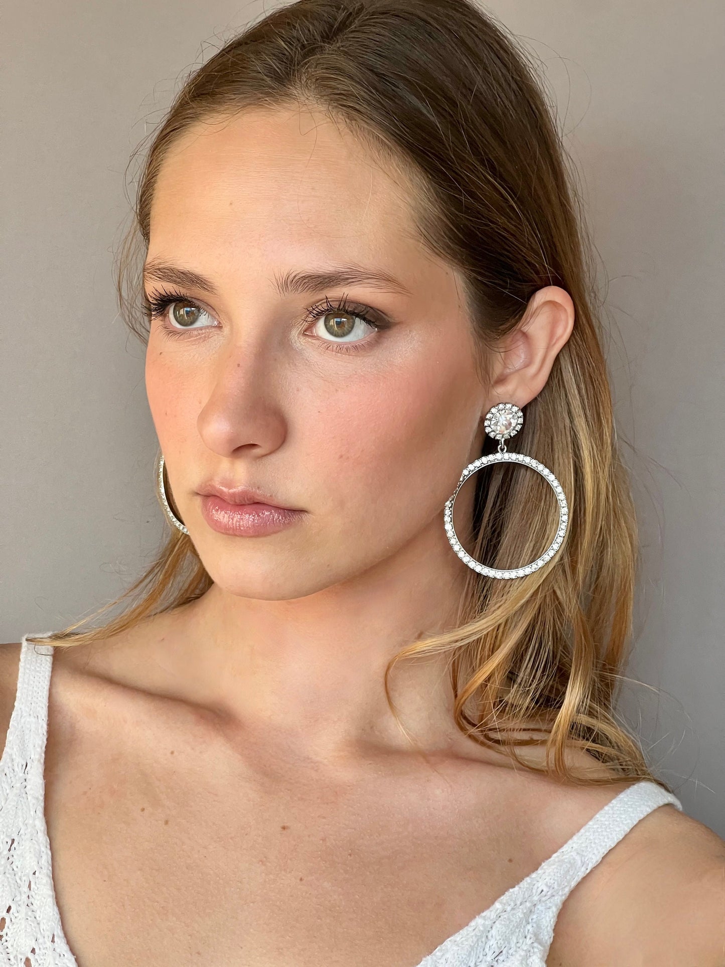 Crystal hoop statement earrings