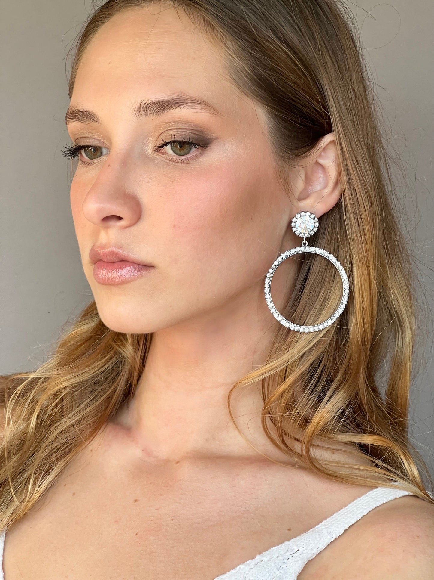 Crystal hoop statement earrings