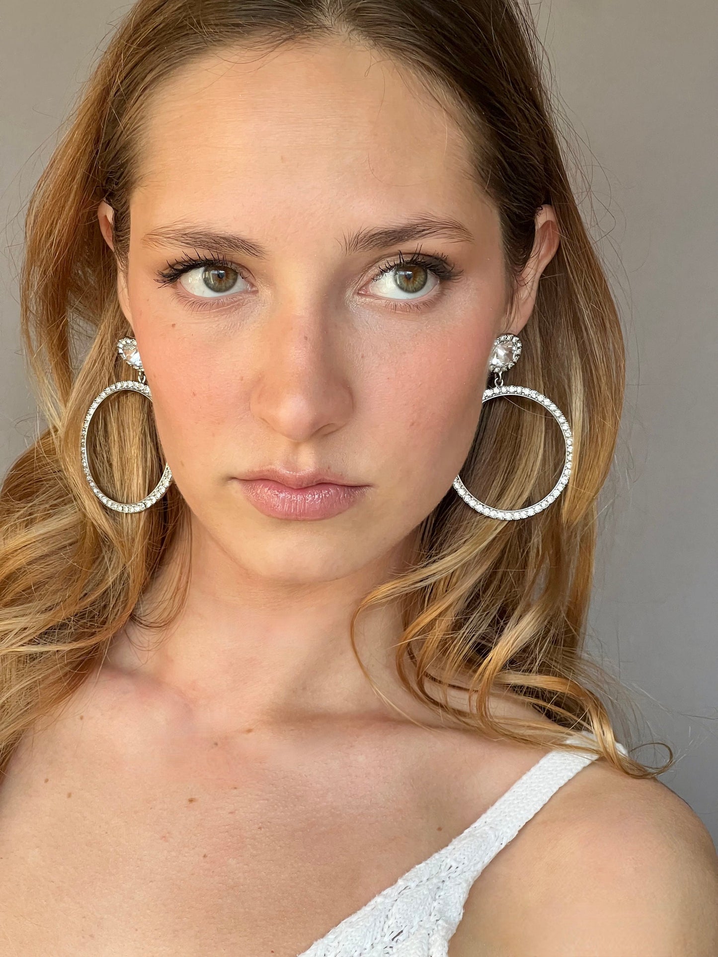 Crystal hoop statement earrings