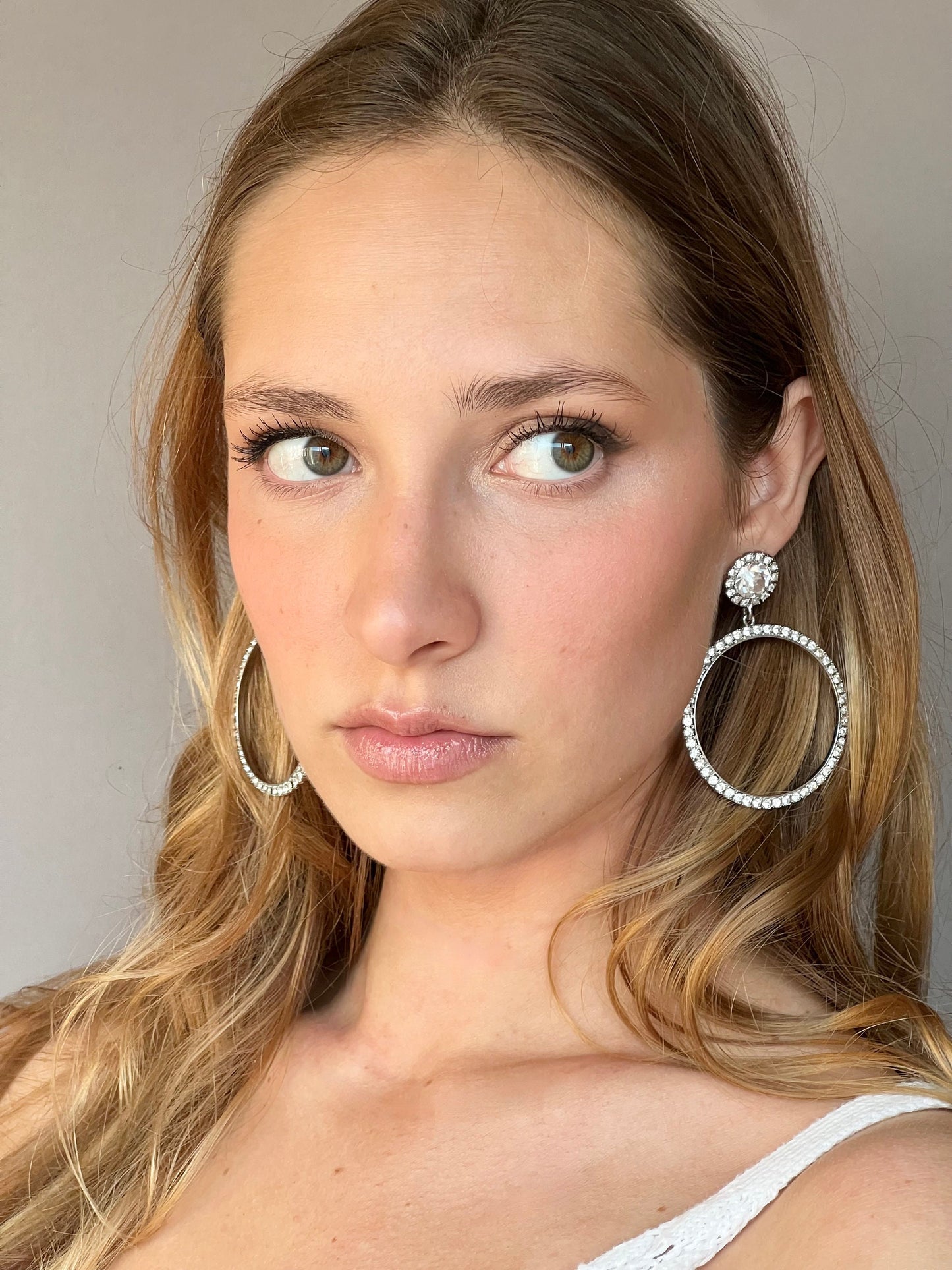 Crystal hoop statement earrings