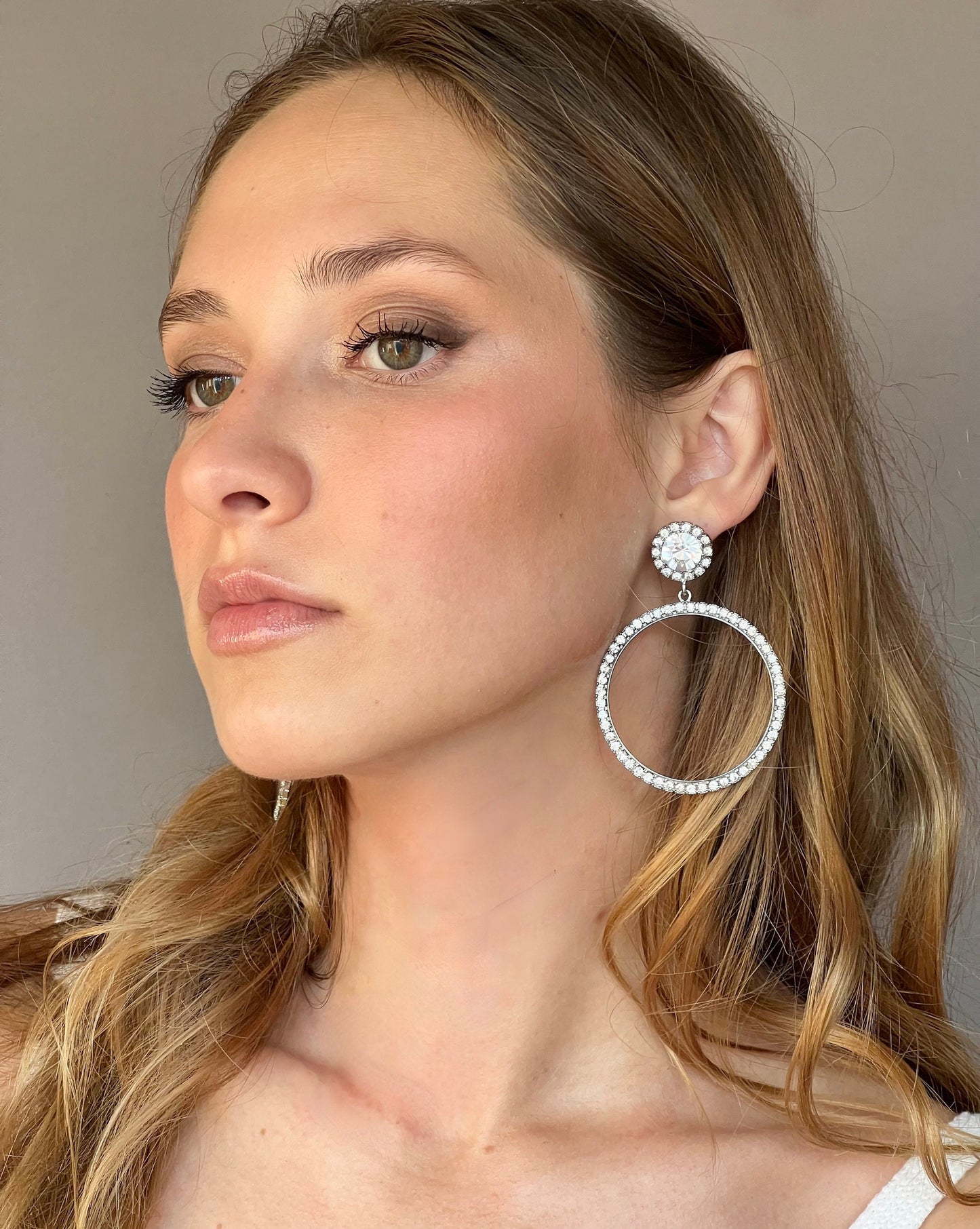 Crystal hoop statement earrings