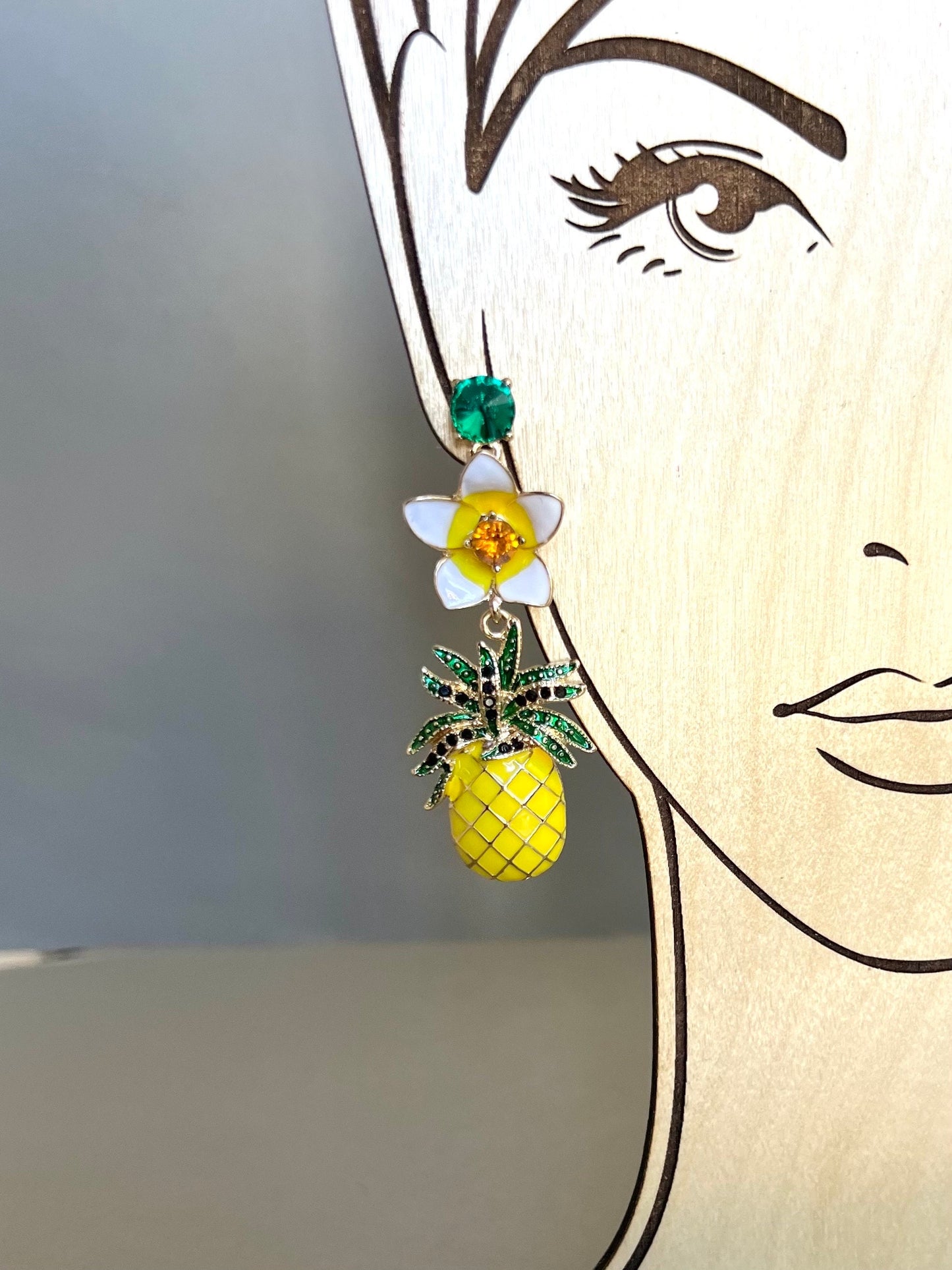 Yellow pineapple flower earrings