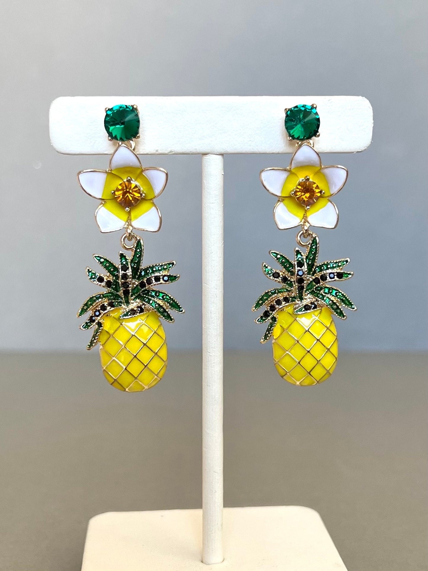 Yellow pineapple flower earrings
