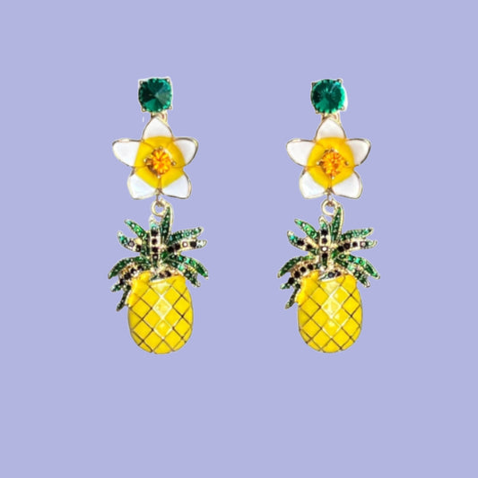 Yellow pineapple flower earrings